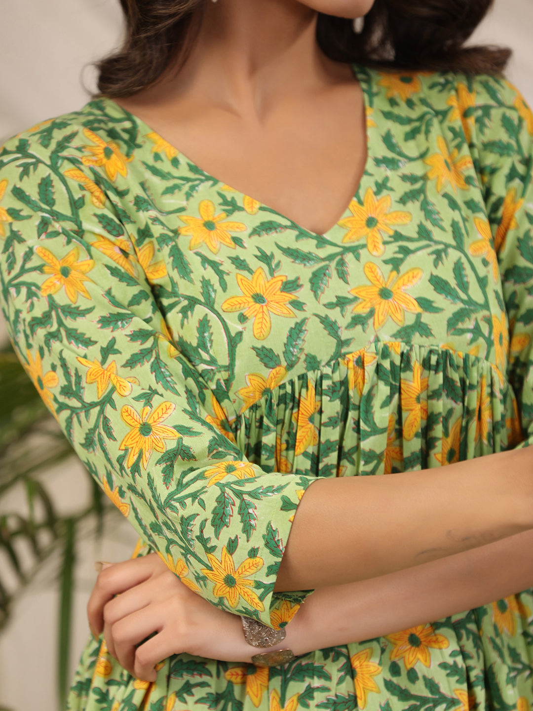 Green Handblock Printed Cotton Dress