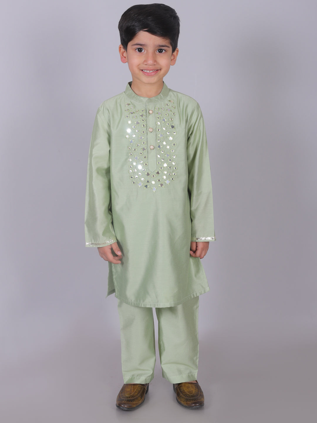 Ethnic Boys Green Kurta with Pant set