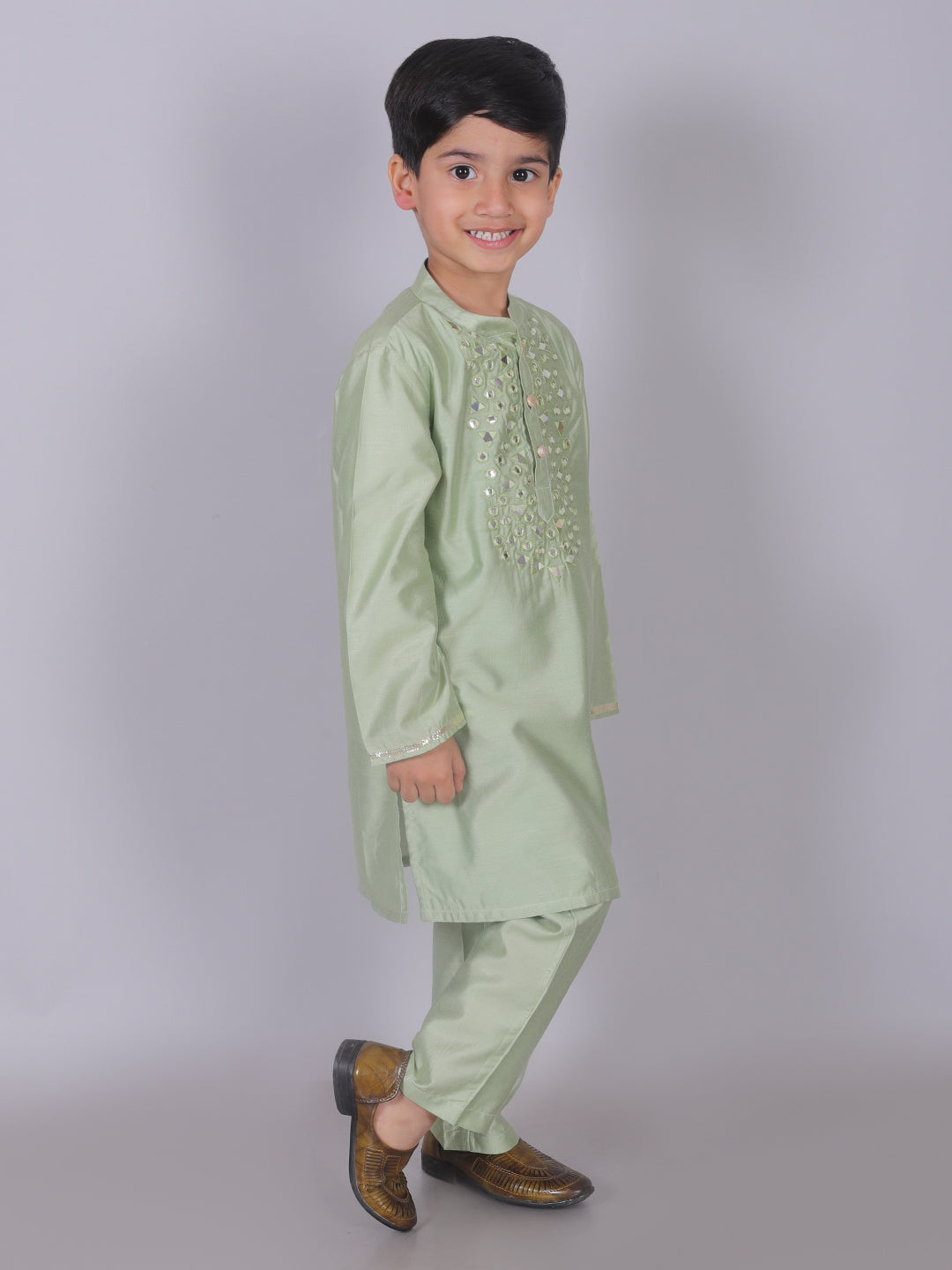 Ethnic Boys Green Kurta with Pant set