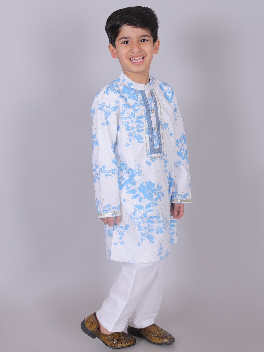 Ethnic Boys White Kurta with pant set