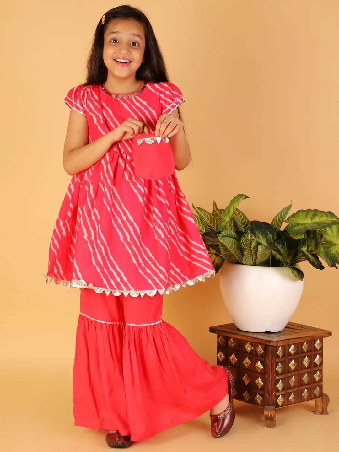 Girls digital print kurta with sharara set