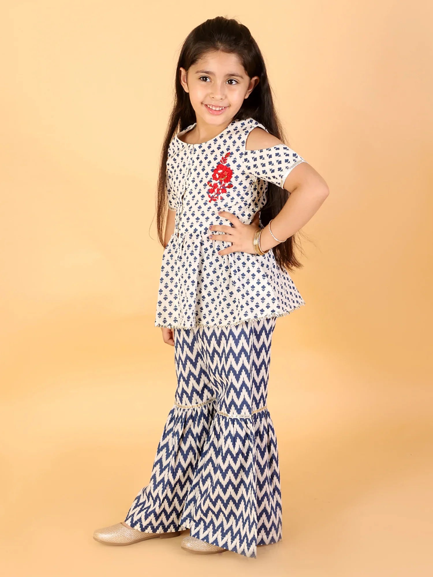 Girls Printed top with sharara set