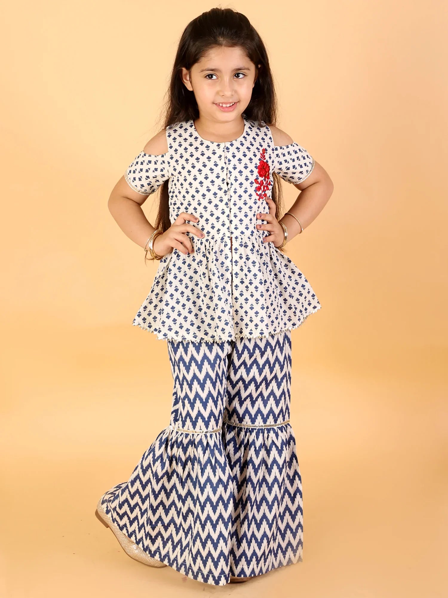 Girls Printed top with sharara set