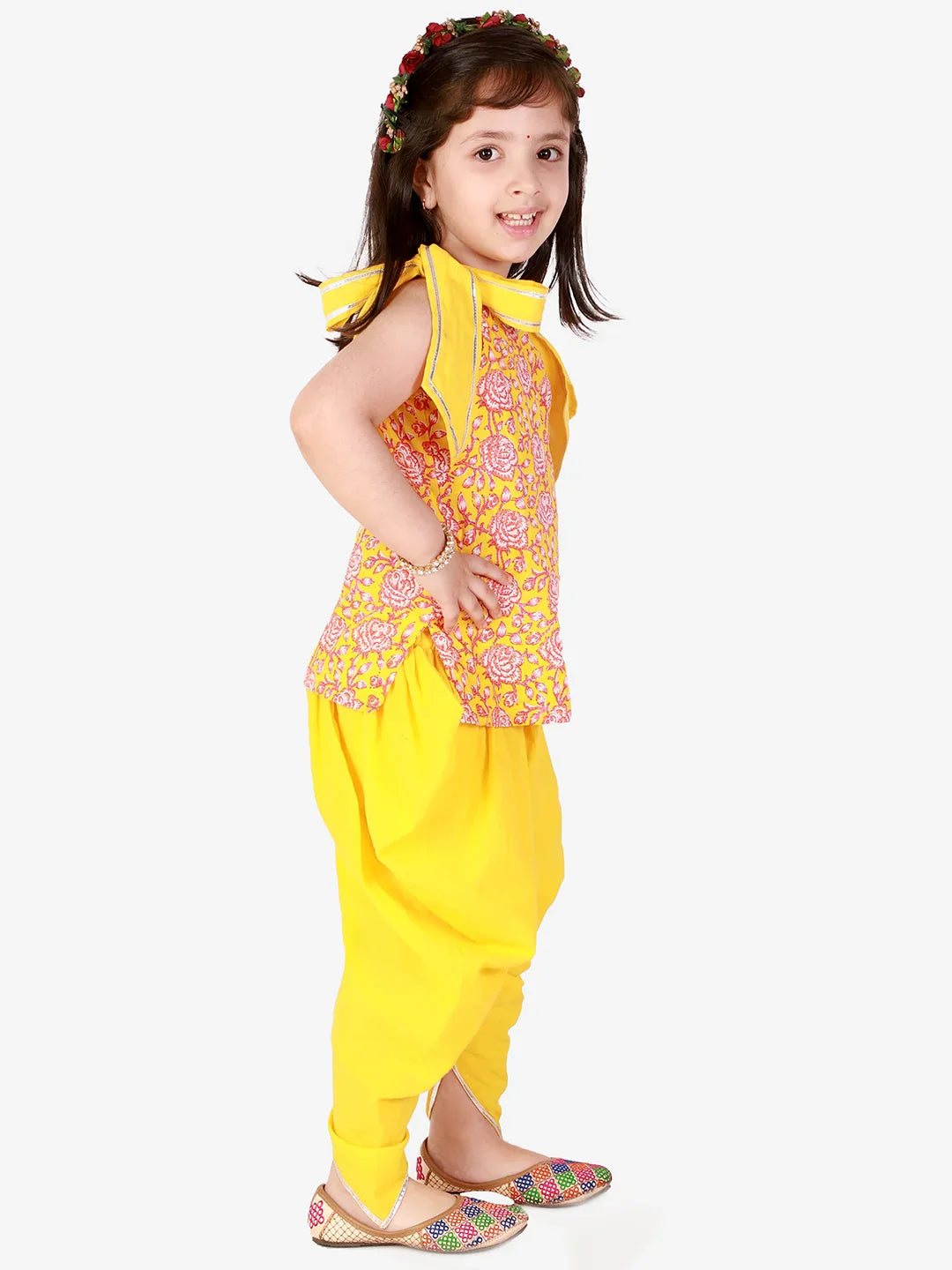 Girls stylish Folklore printed kurta with dhoti set