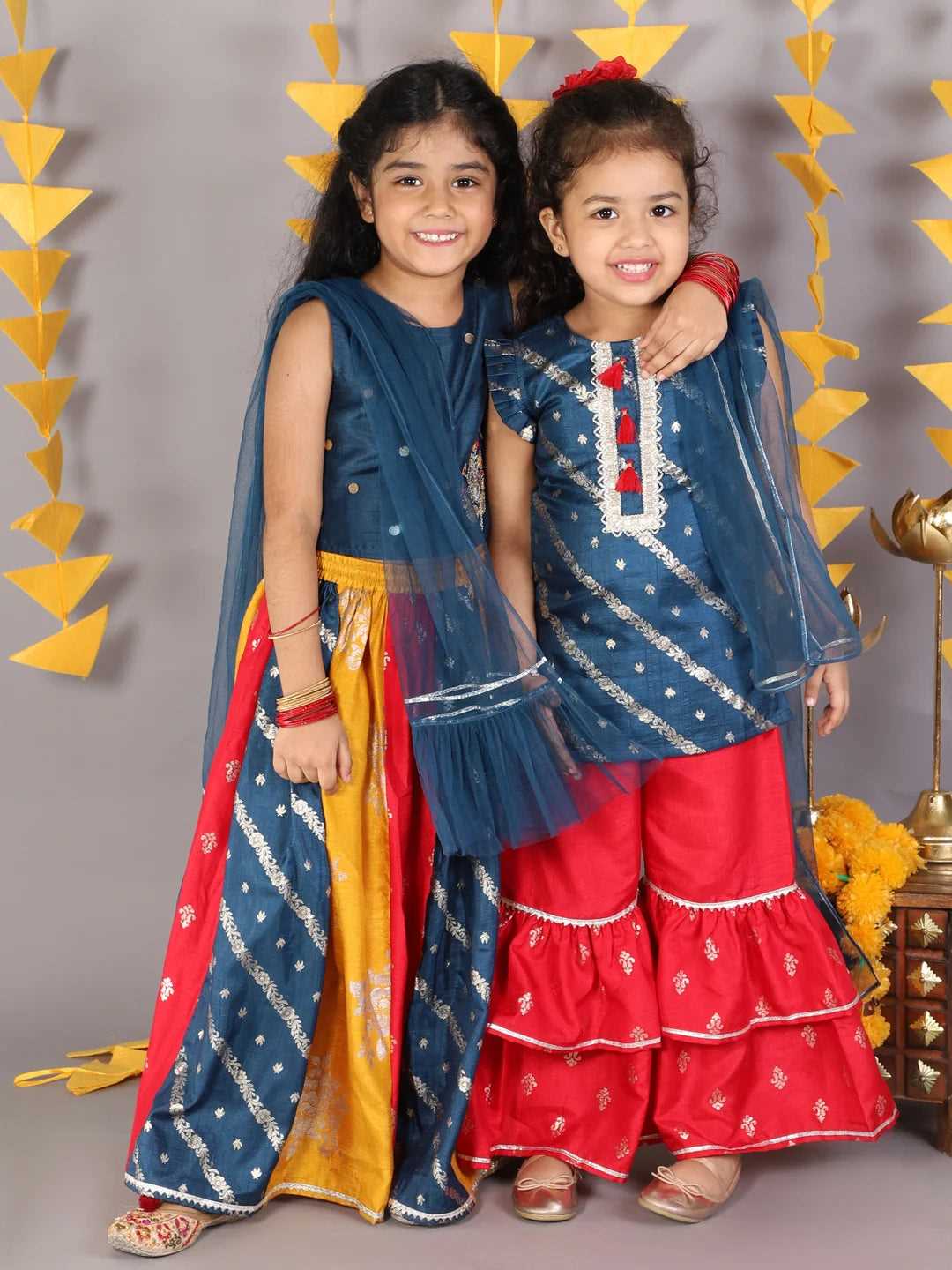 Girls jamavar kurta with sharara with dupatta set