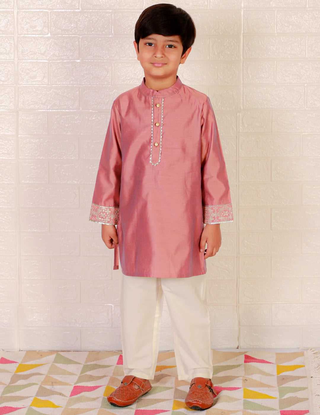 Boys Ethnic Full Sleeves  Printed Kurta with Pyjama