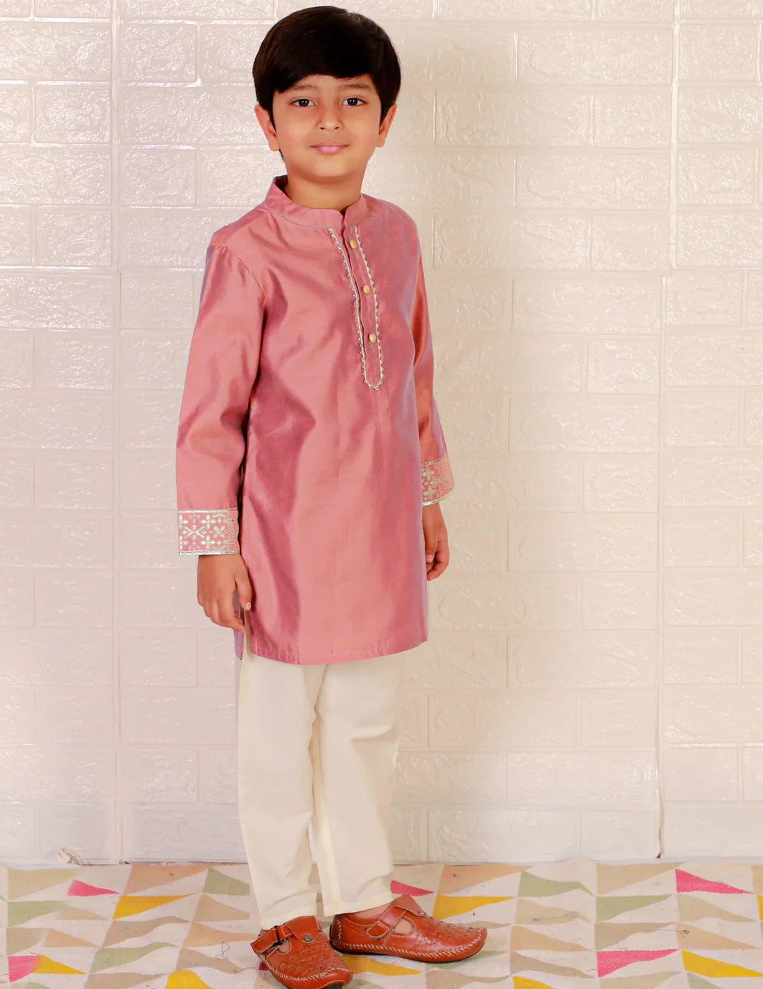 Boys Ethnic Full Sleeves  Printed Kurta with Pyjama