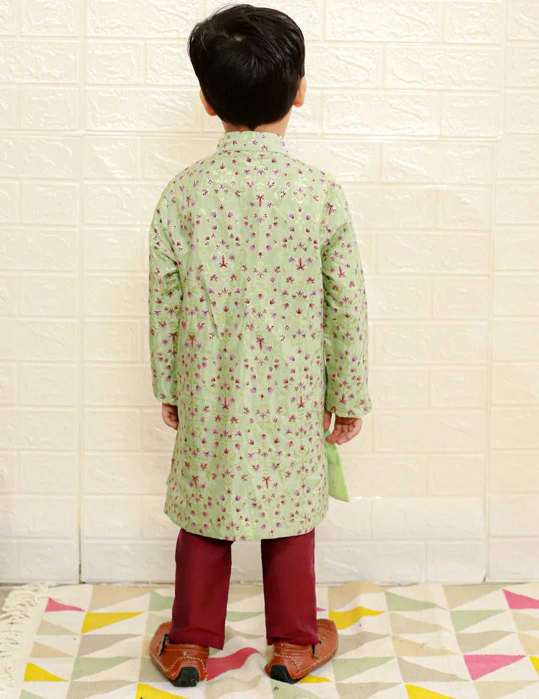 Boys Ethnic asymmetrical cut Kurta Pyjama