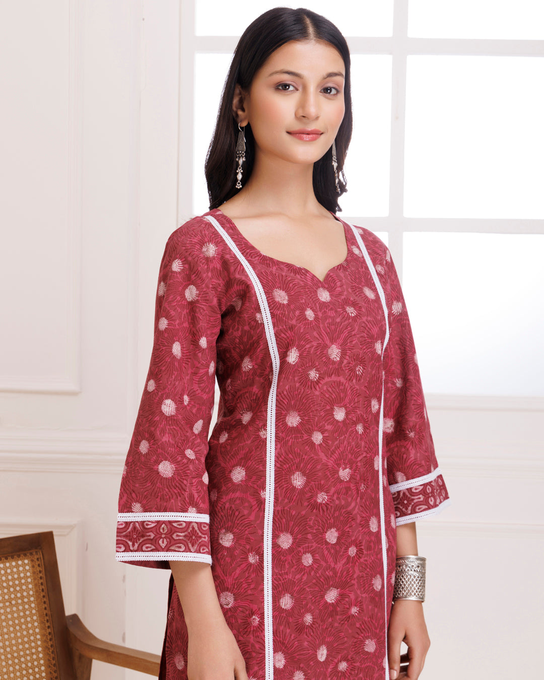 Pink Dabu Hand Block Printed Cotton Suit Set