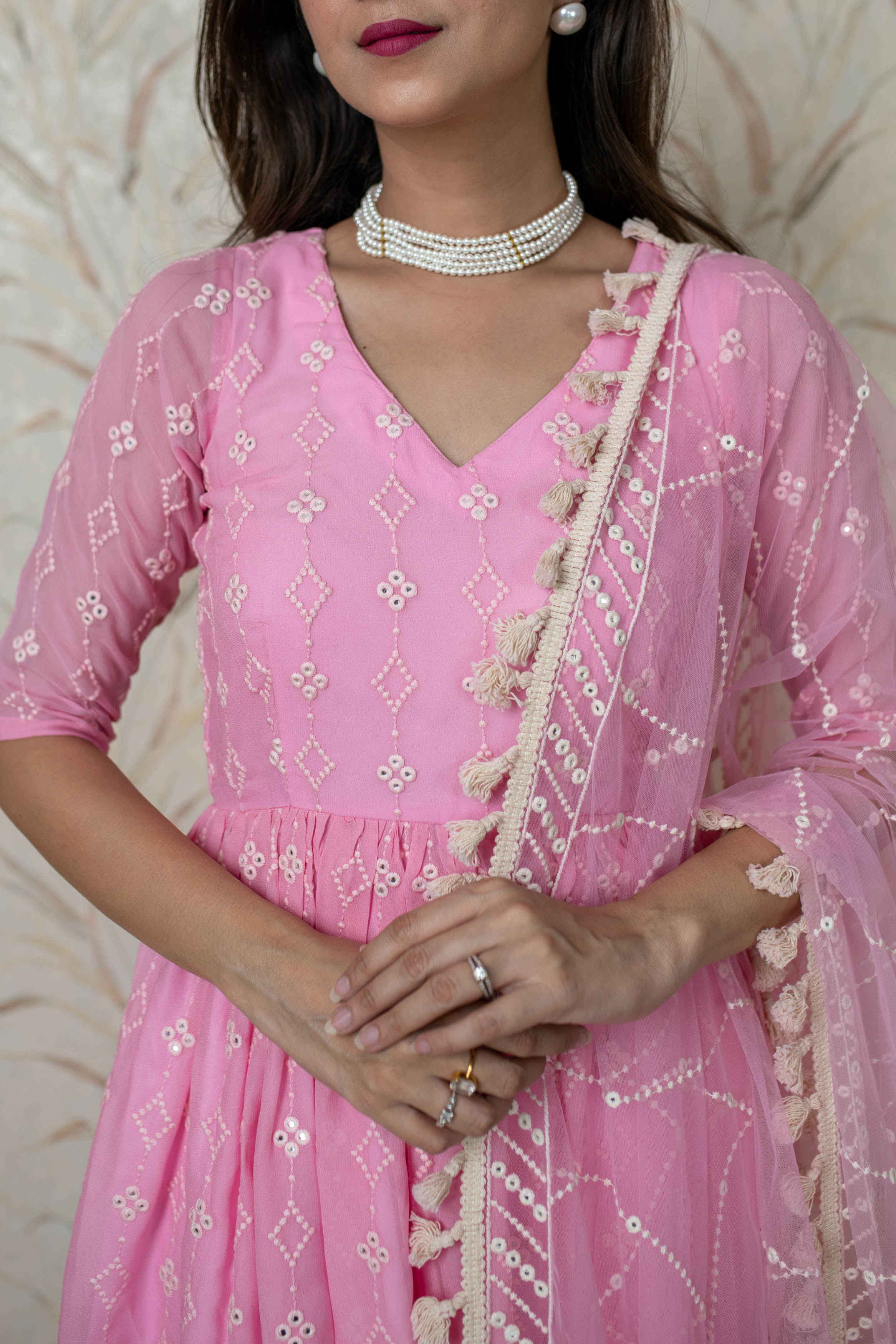 Ice Pink Peplum Kurta With Palazzo