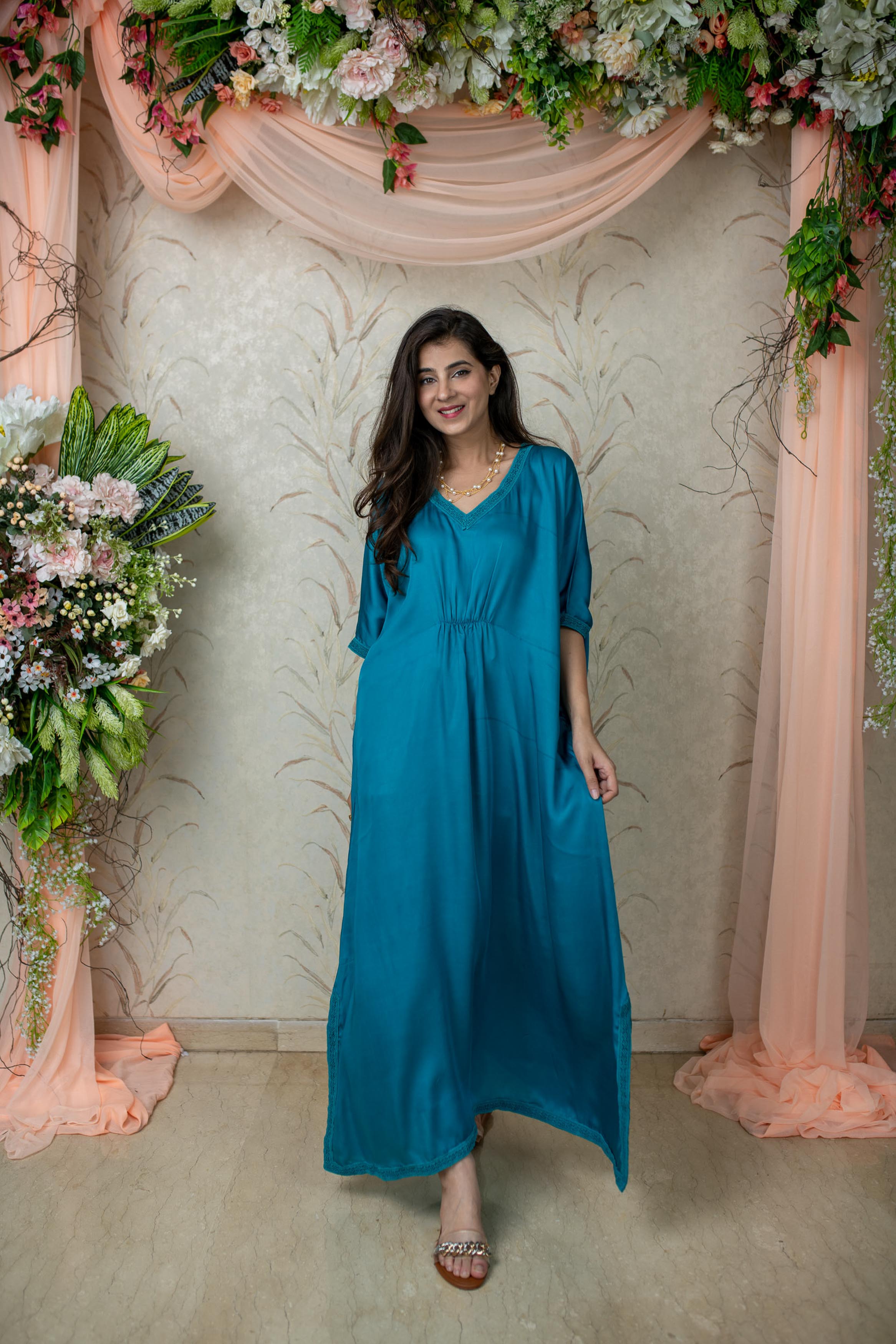 Blue Satin Kaftan