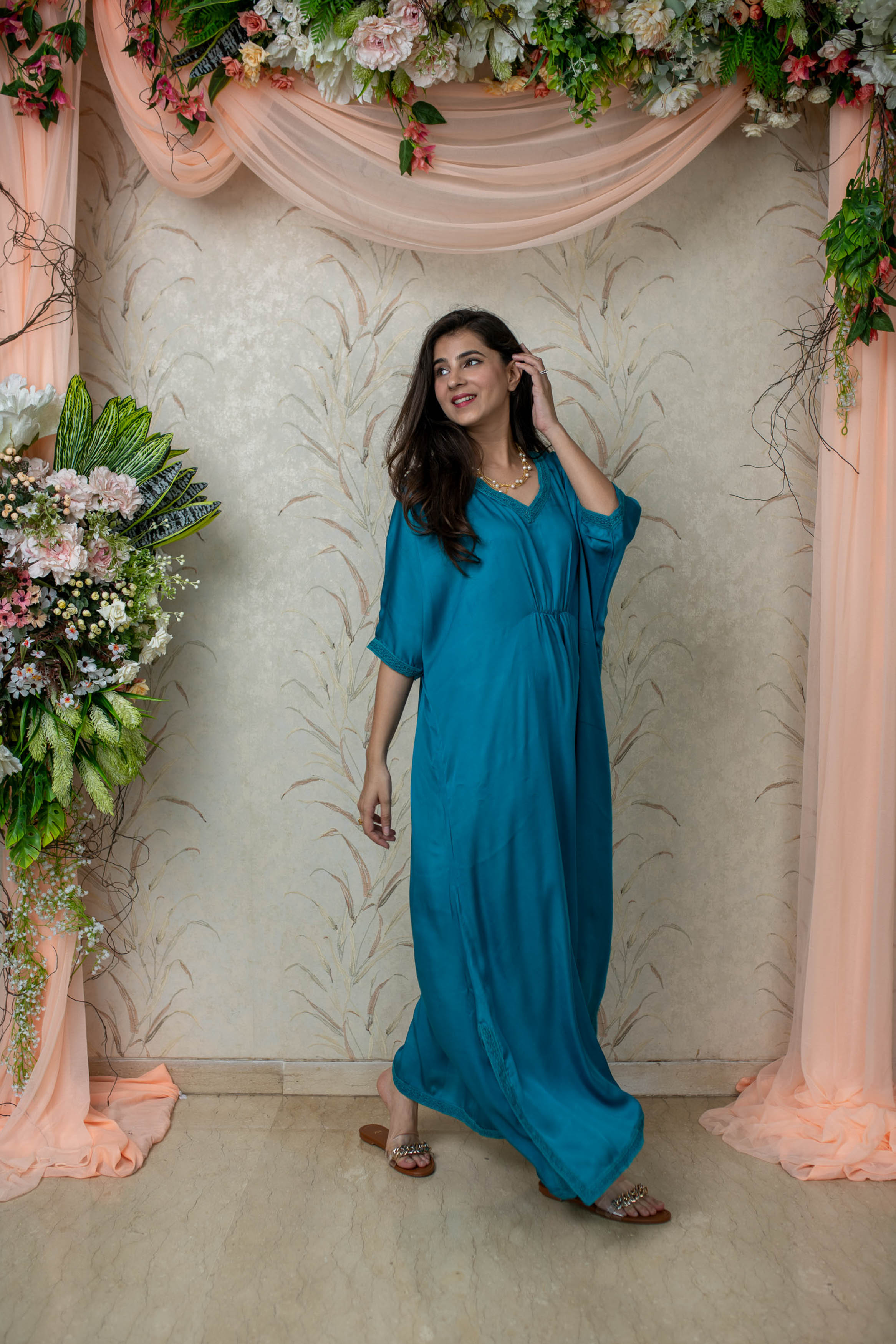 Blue Satin Kaftan