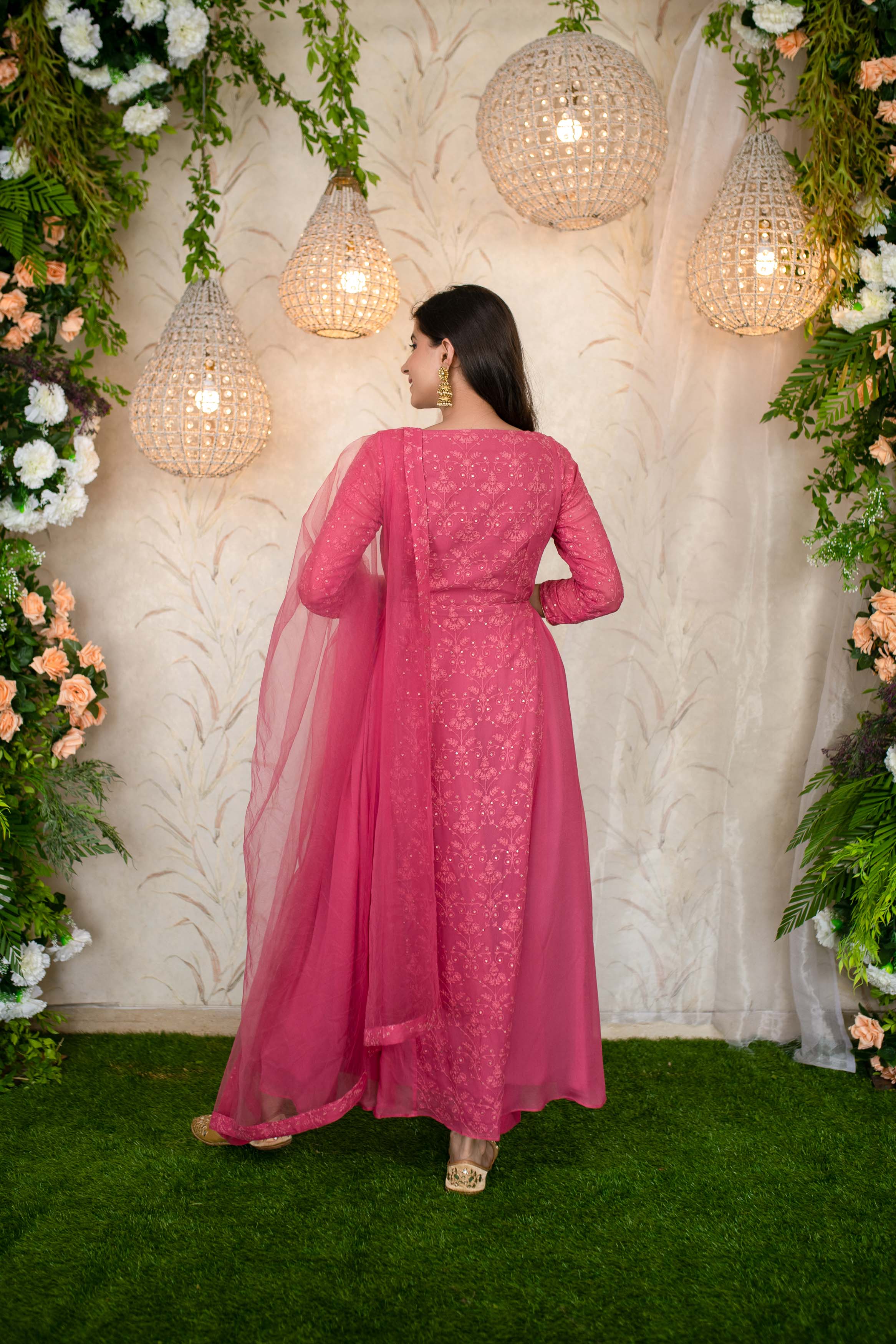 Blush Pink Gathered Long Kurta