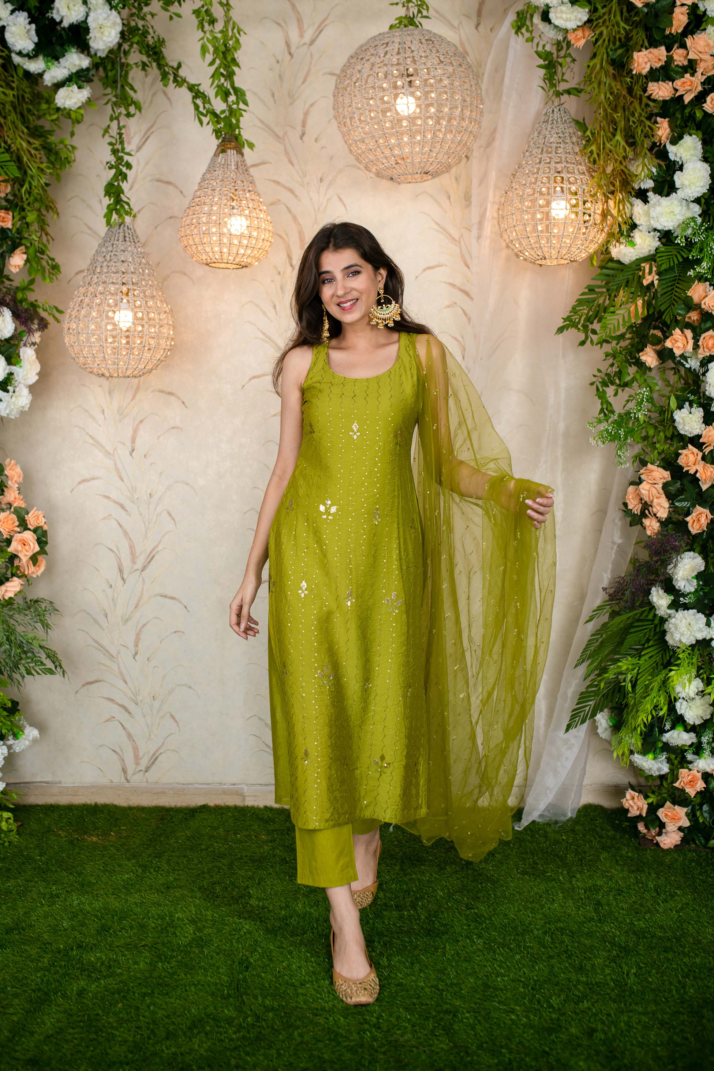 Mehandi Green Kurta Set