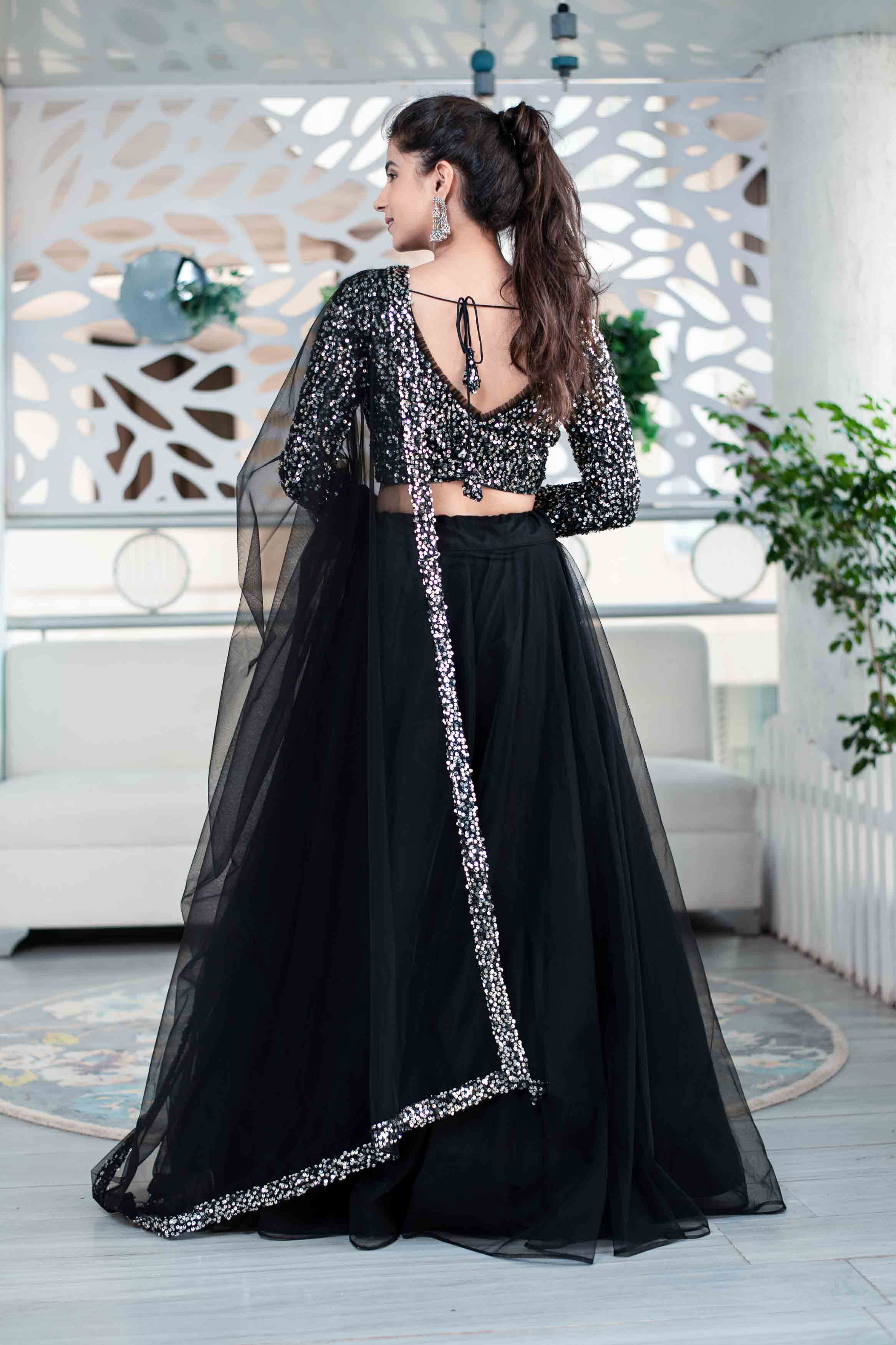 Black And Silver Lehenga