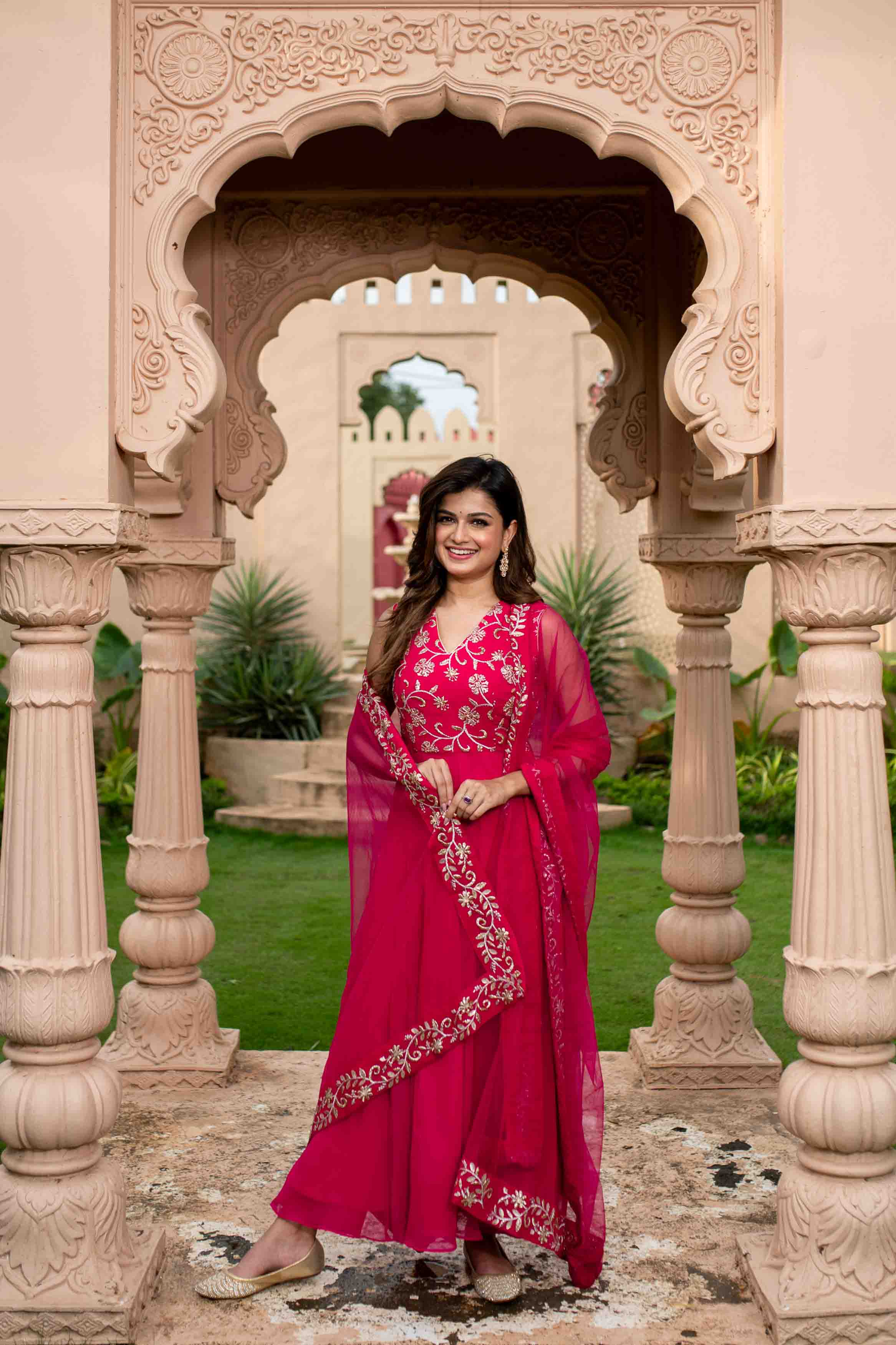 Pink And Gold Anarakli Set