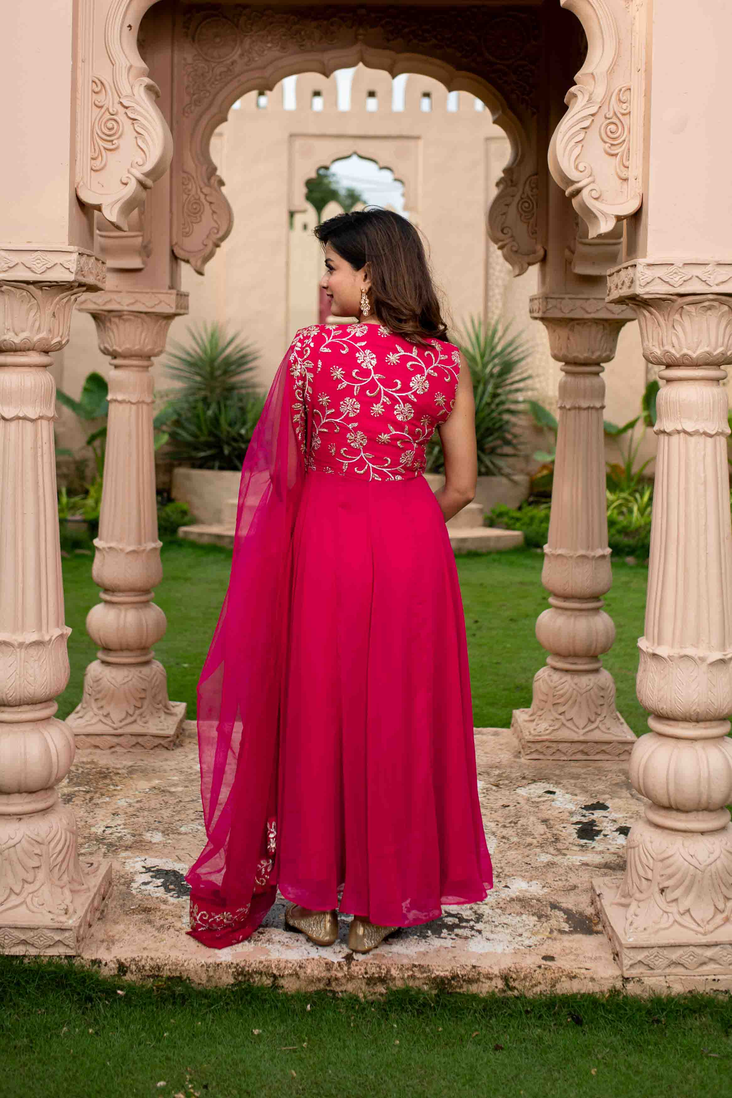 Pink And Gold Anarakli Set