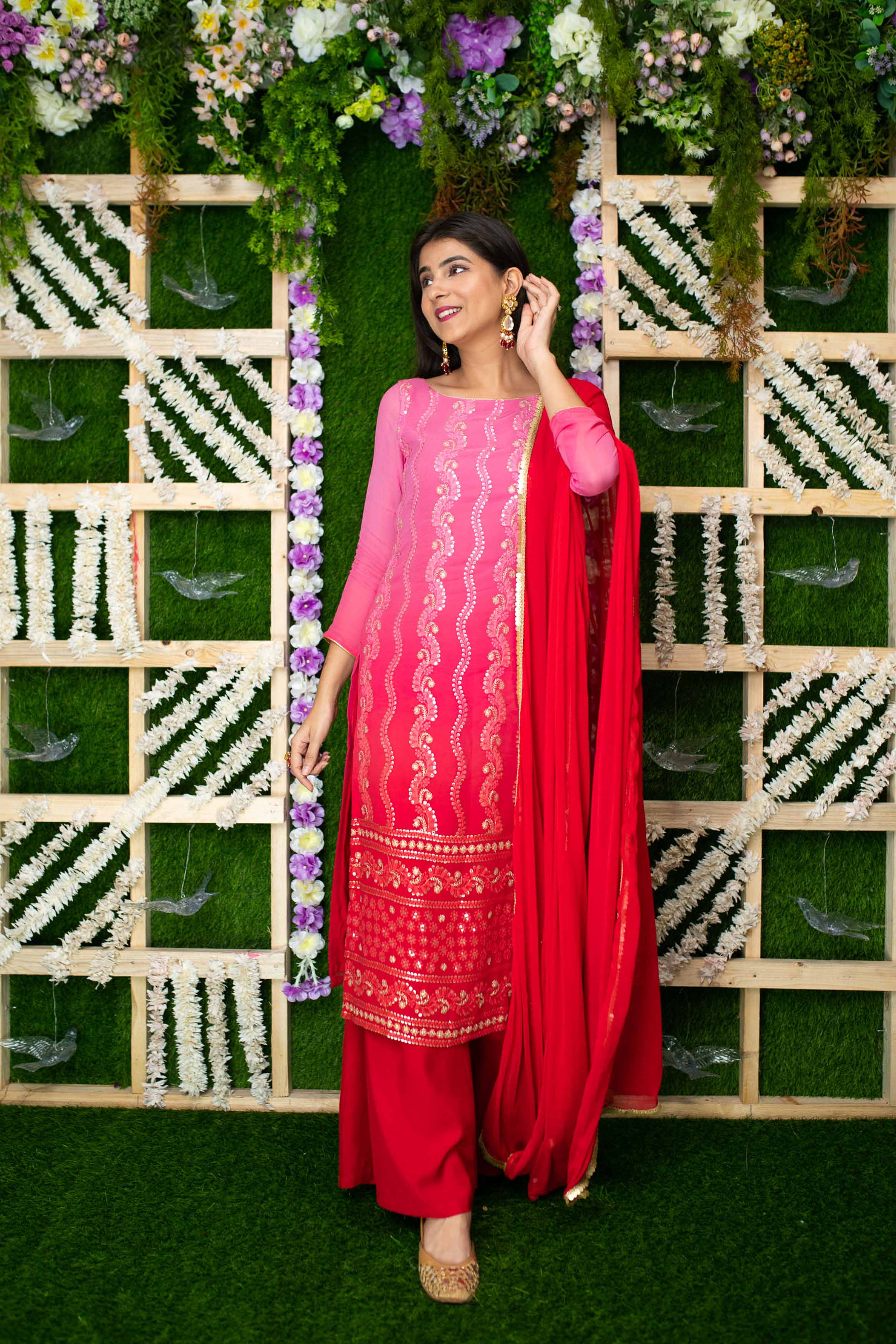 Pink Ombre Kurta Palazzo Set