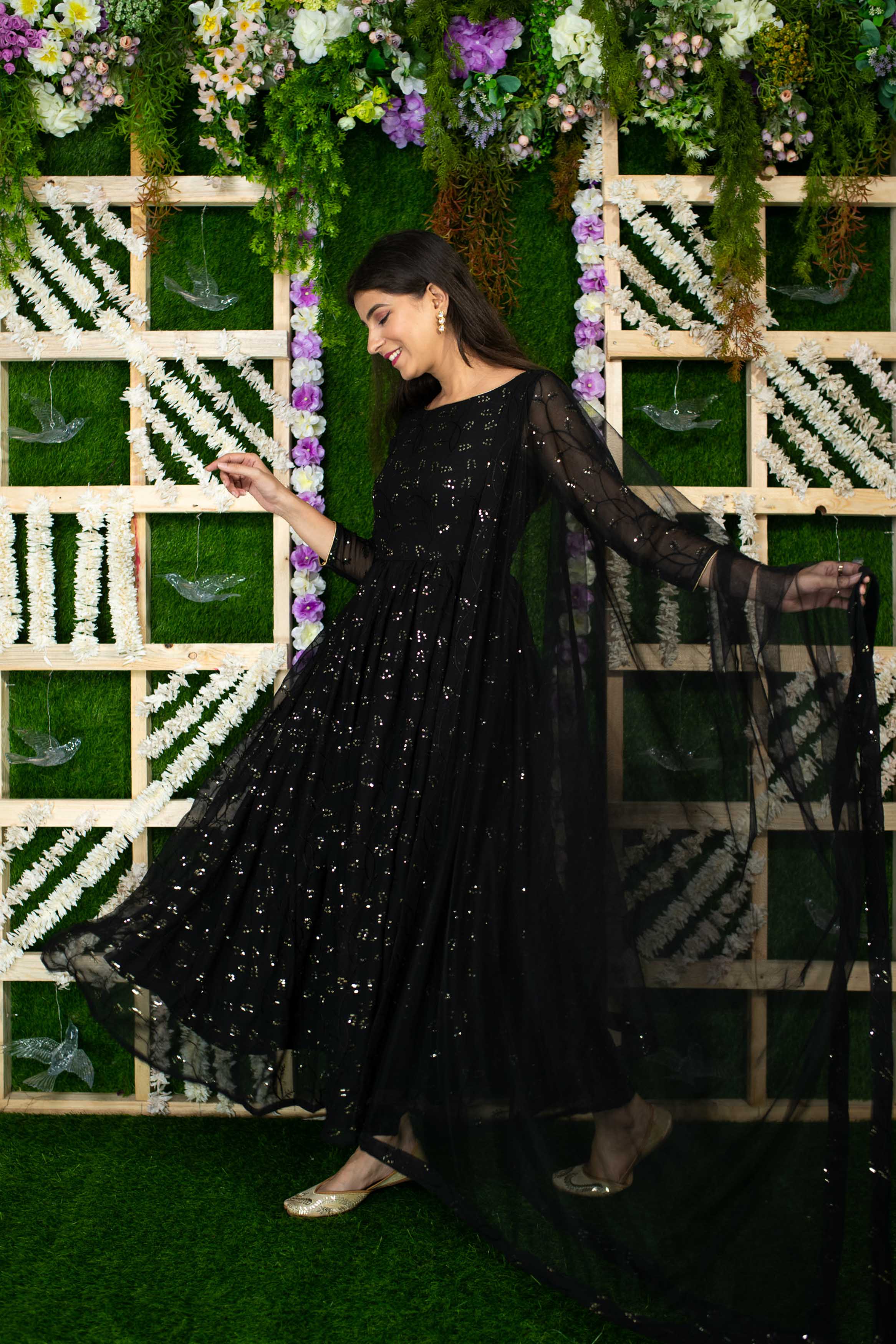 Black And Golden Anarkali