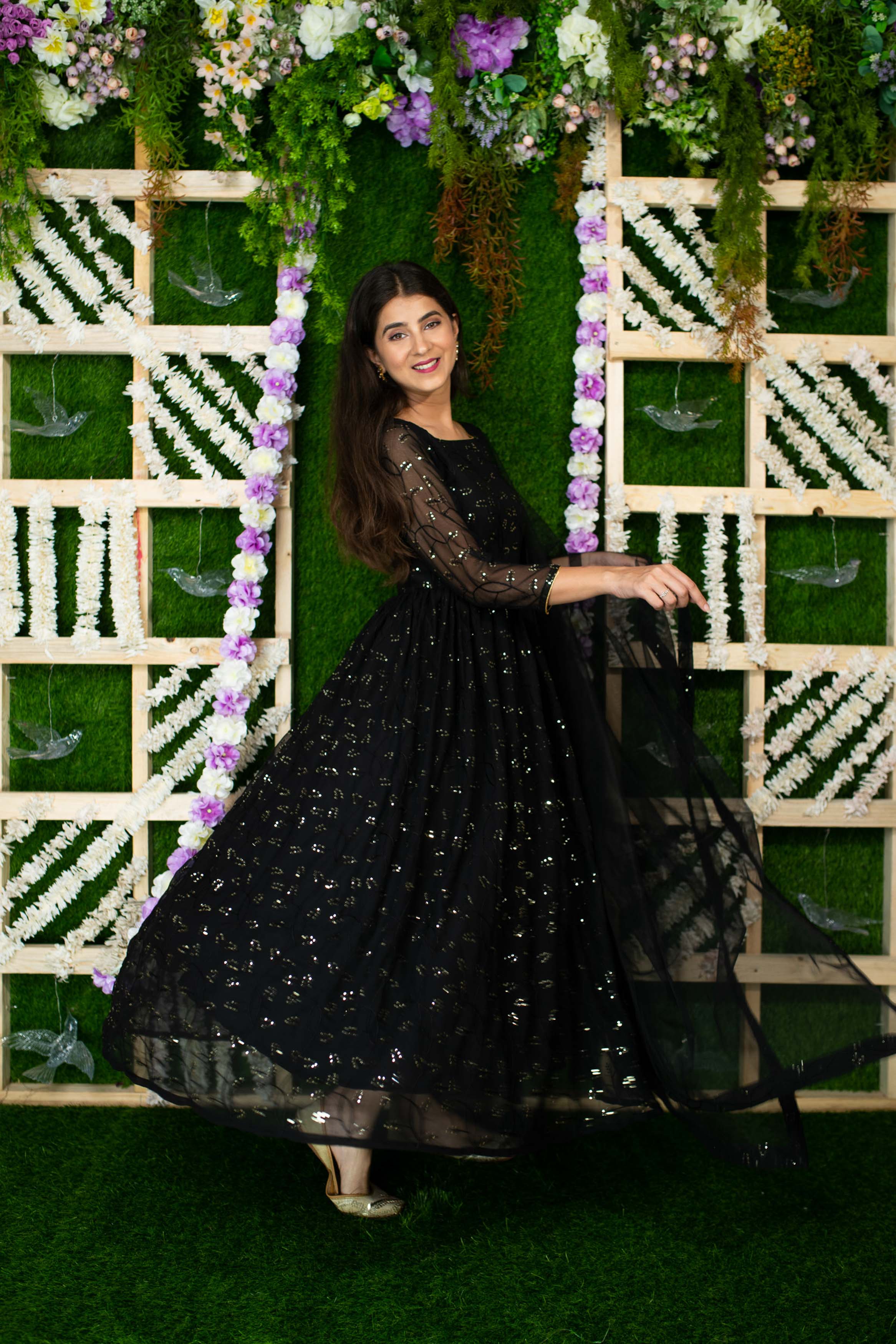 Black And Golden Anarkali