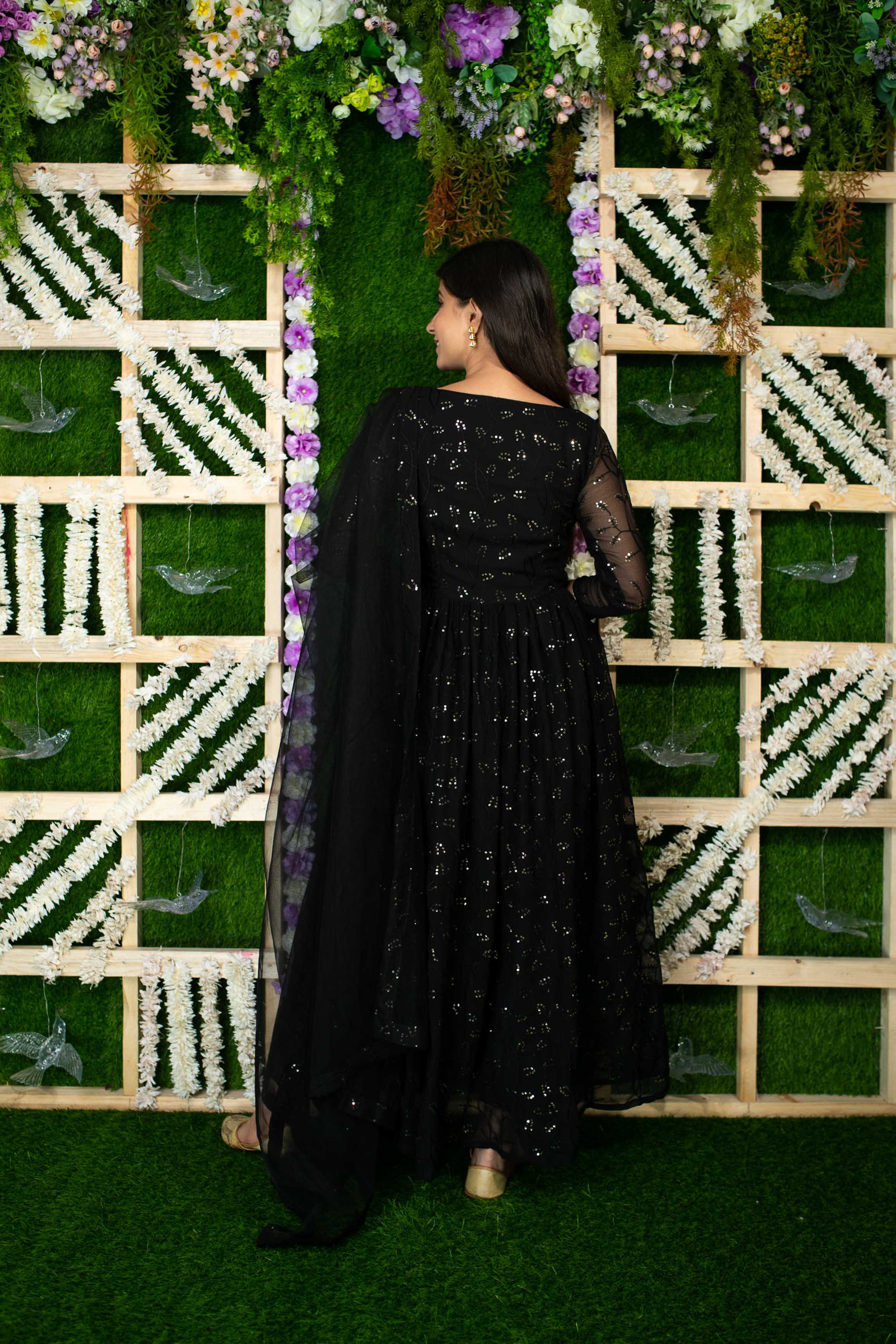 Black And Golden Anarkali