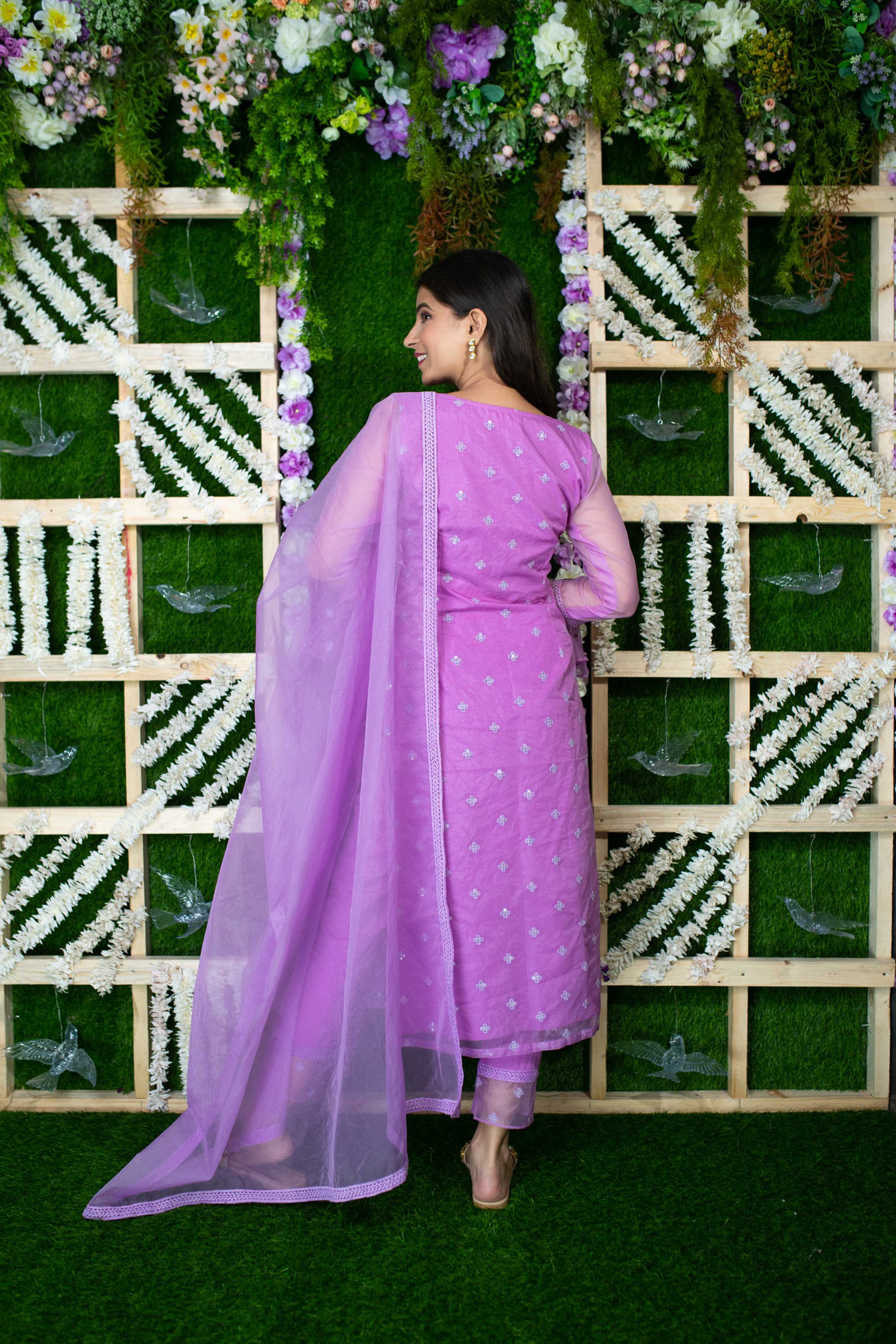 Lavender Organza Kurta Set