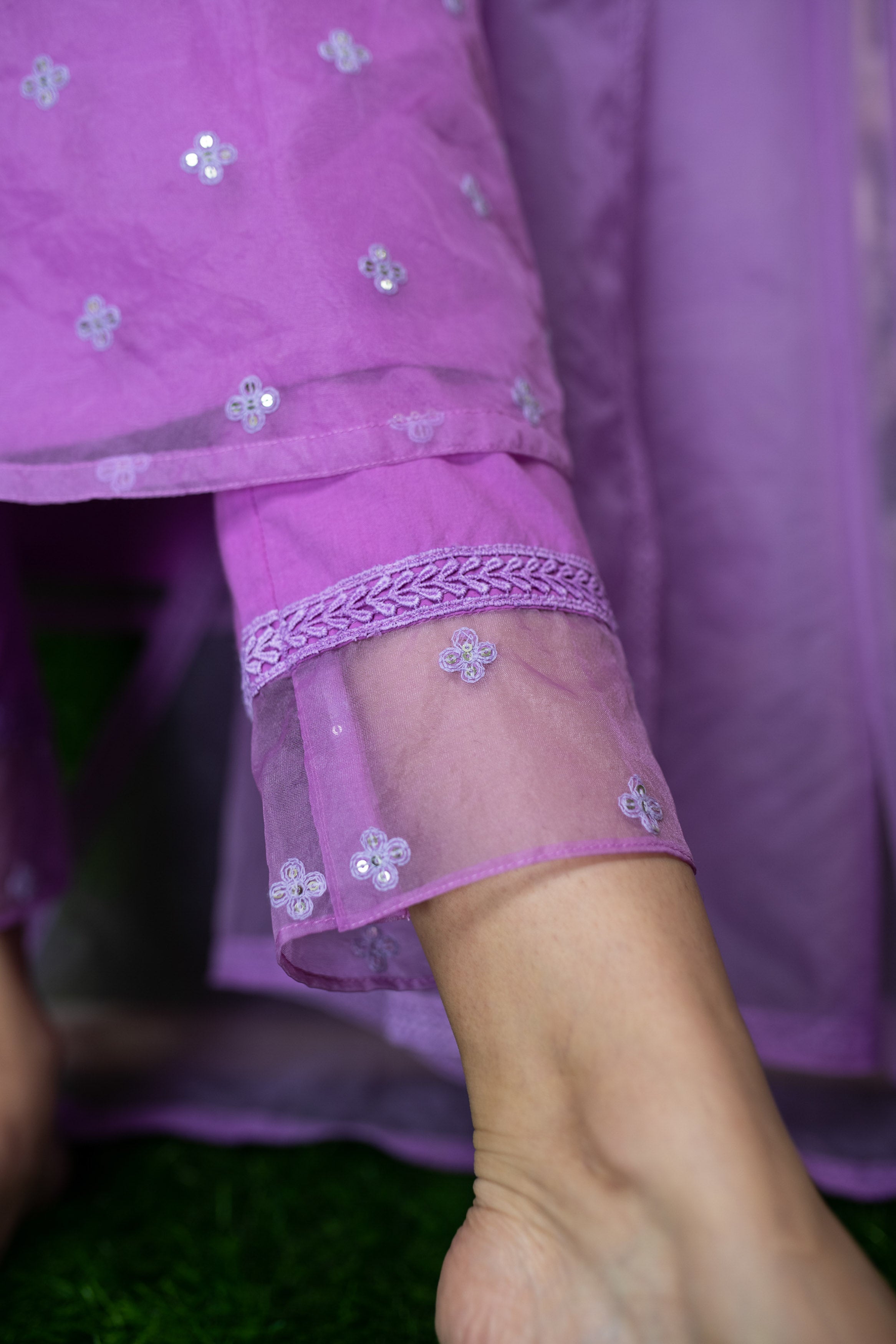 Lavender Organza Kurta Set