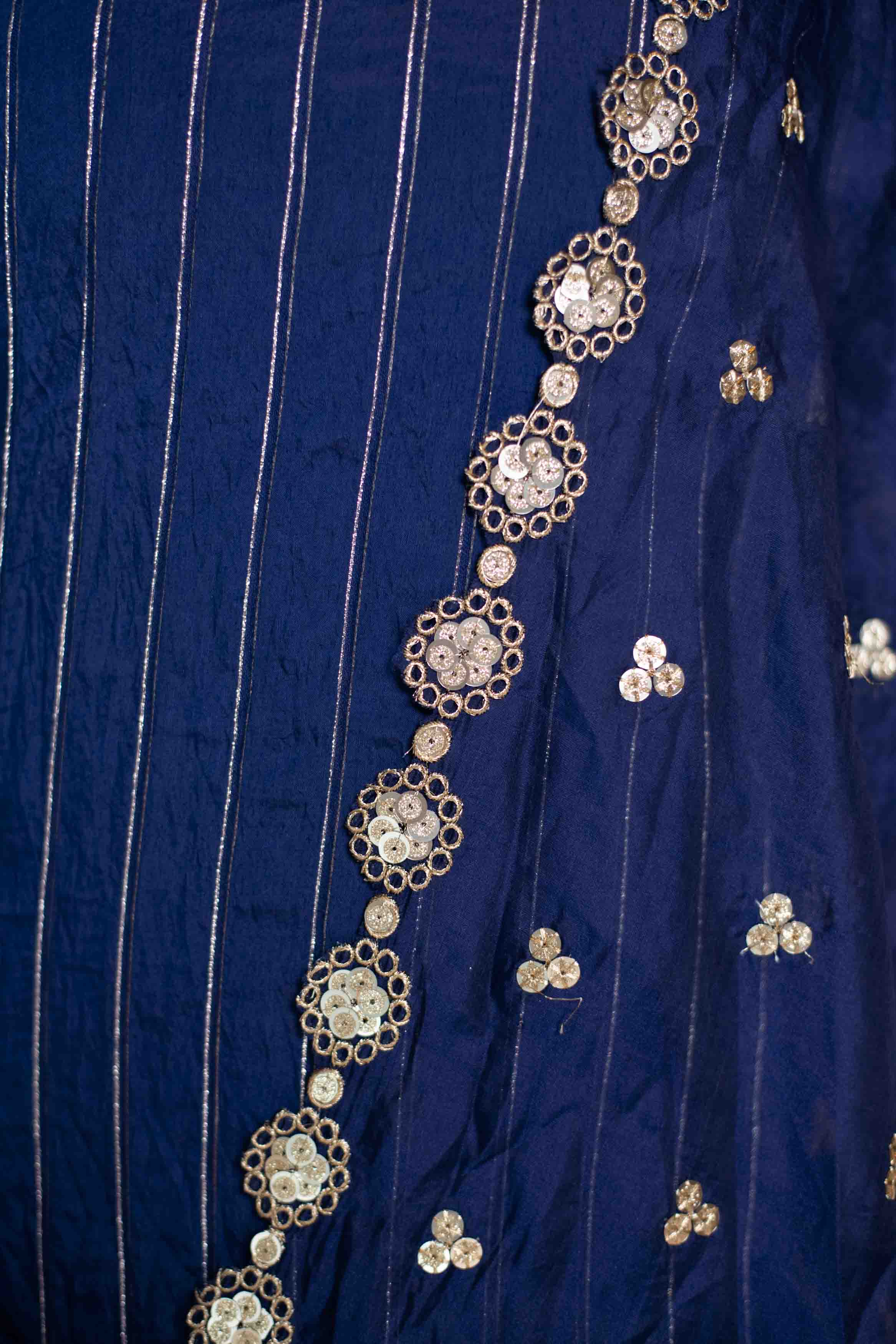 Royal Blue Kurta Set With Organza Dupatta