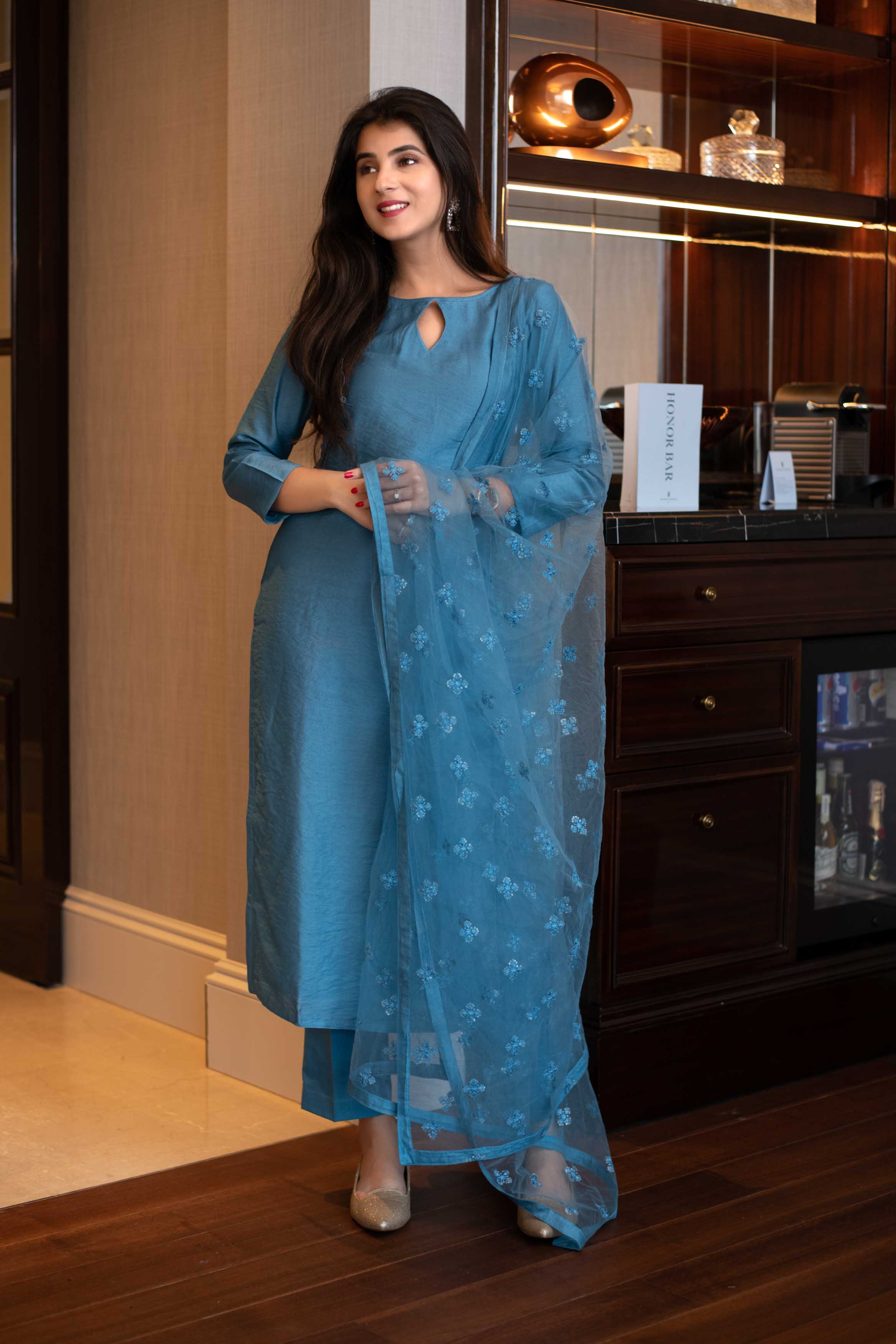 Blue Kurta Set With Dupatta