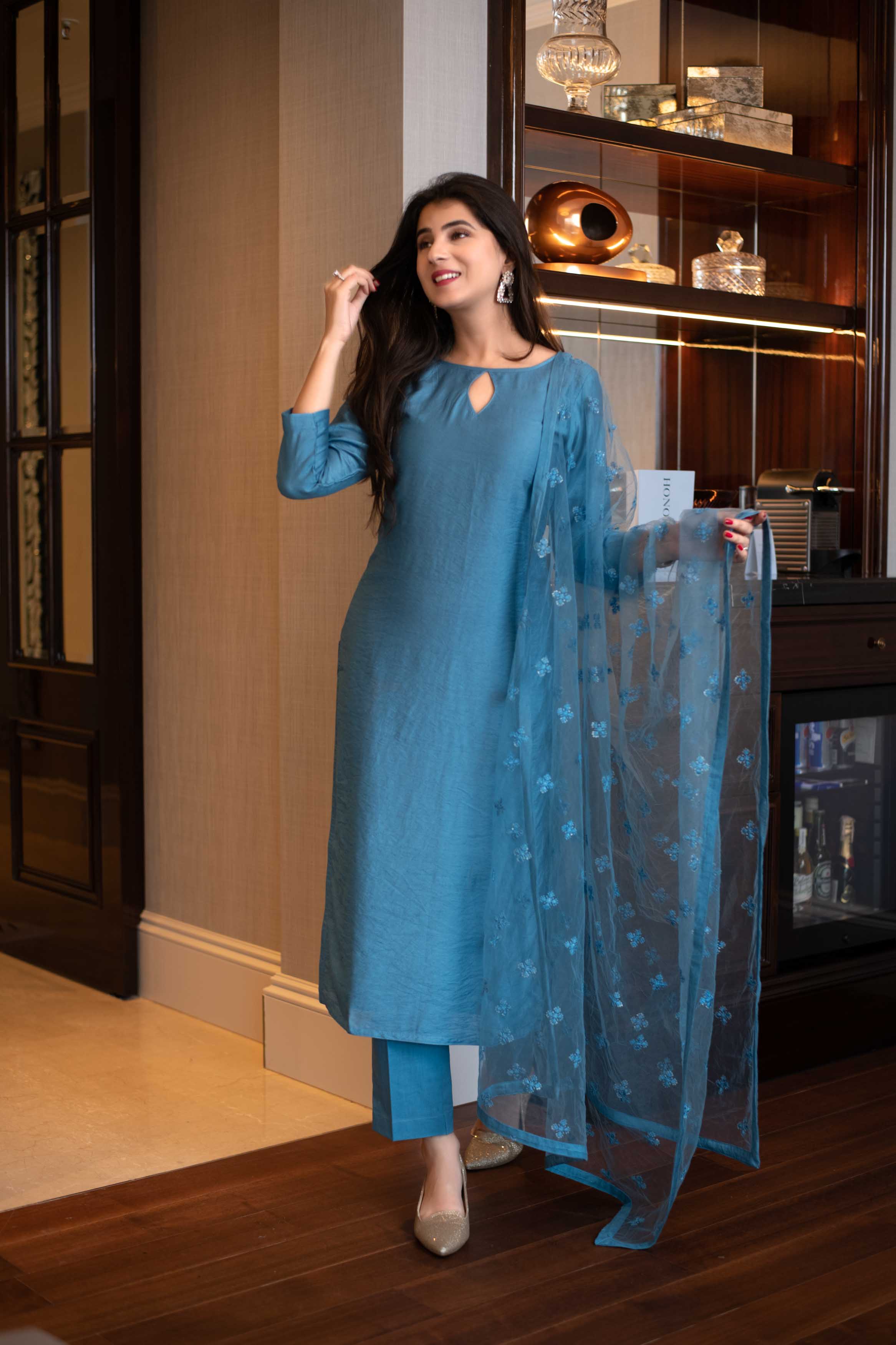 Blue Kurta Set With Dupatta