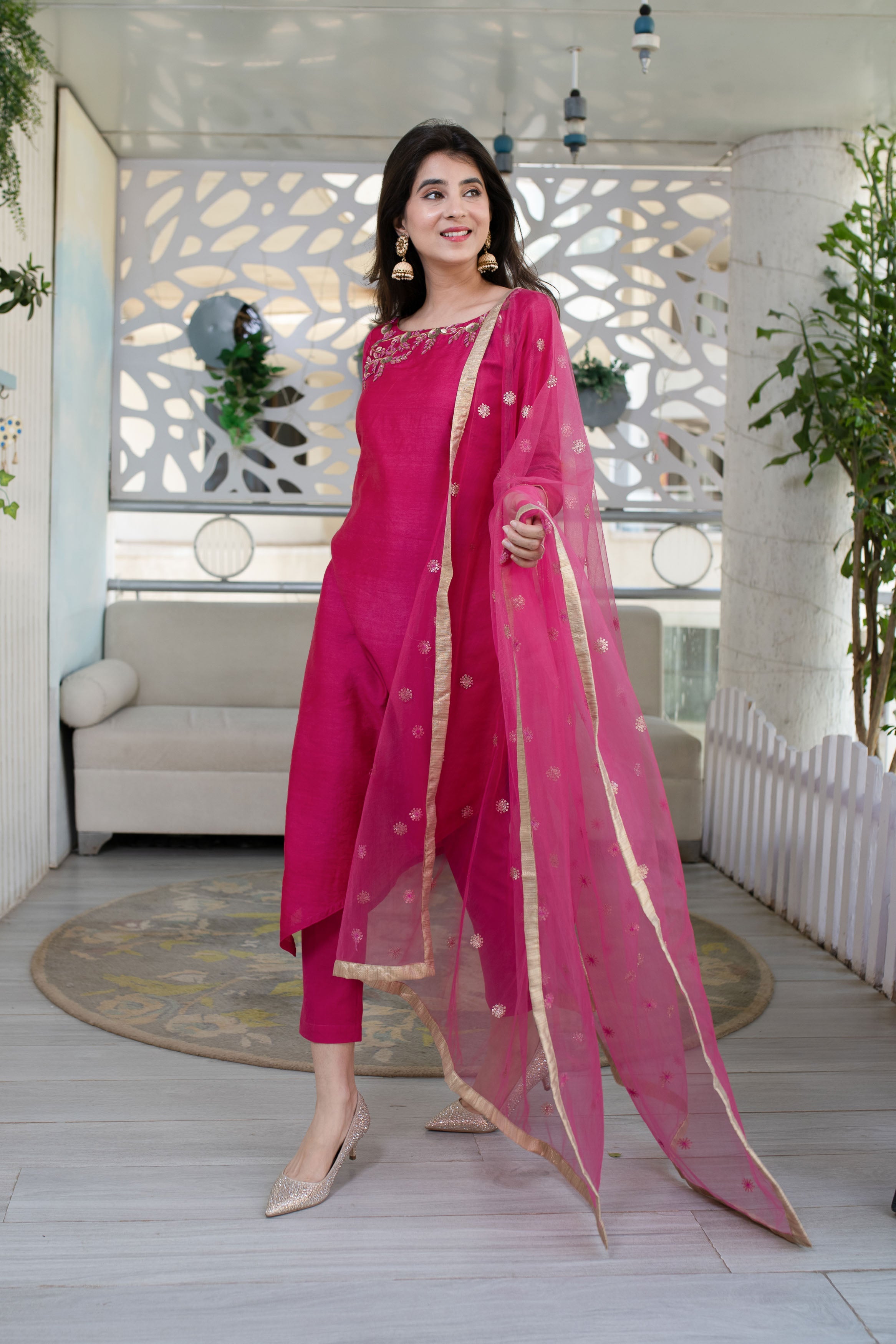 Hand Work Pink Kurta Set