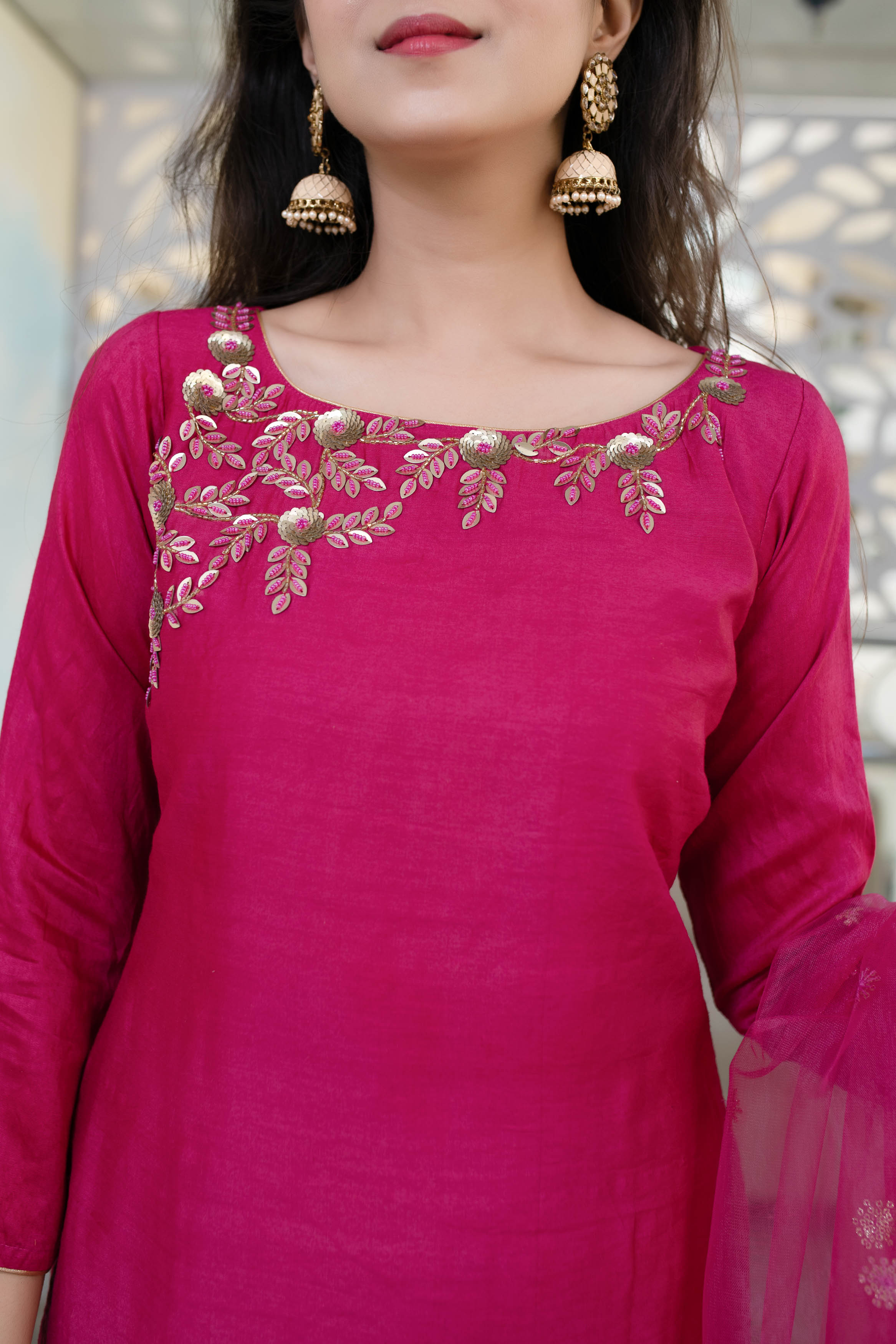 Hand Work Pink Kurta Set