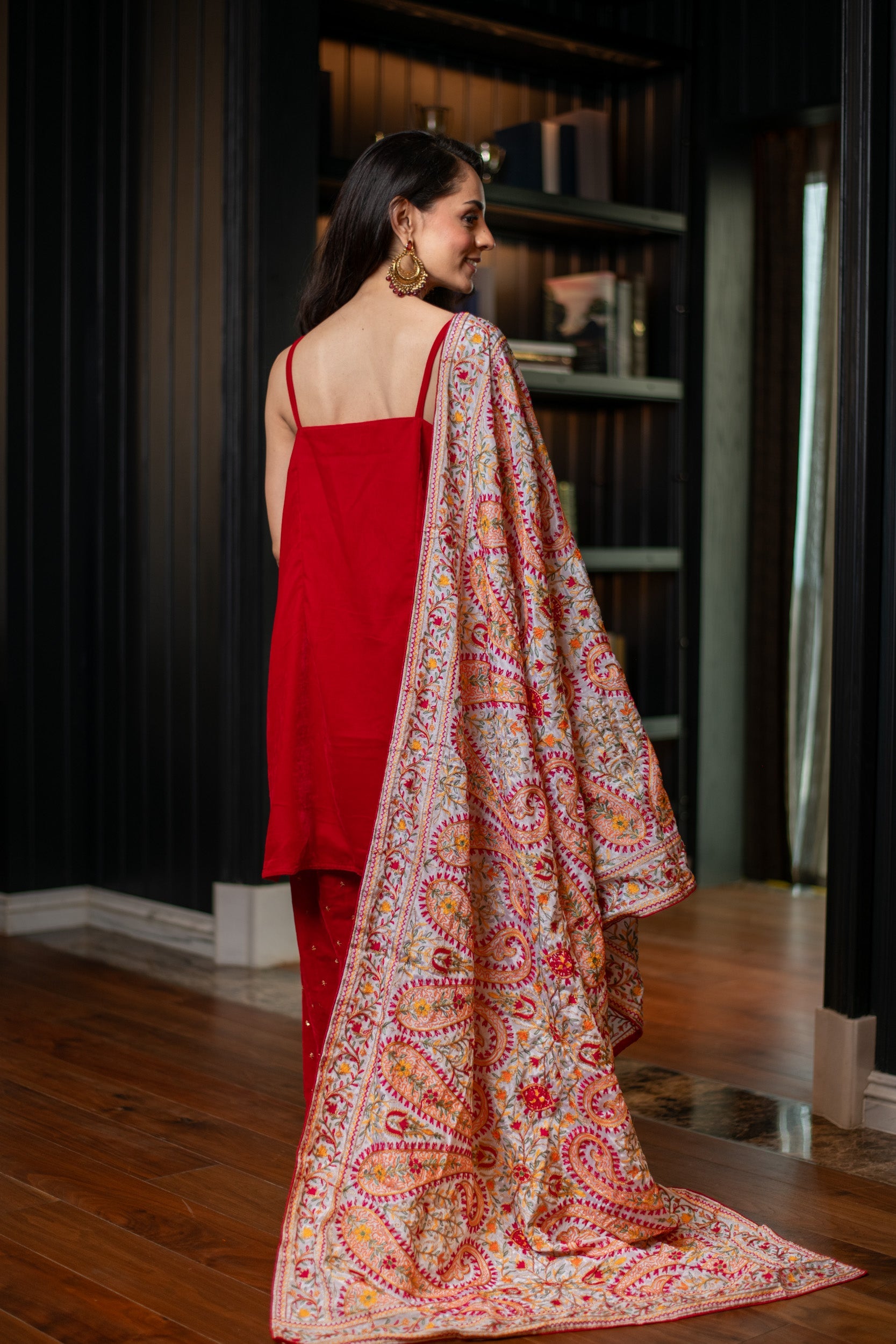 Red Velvet Salwar With Heavy Dupatta