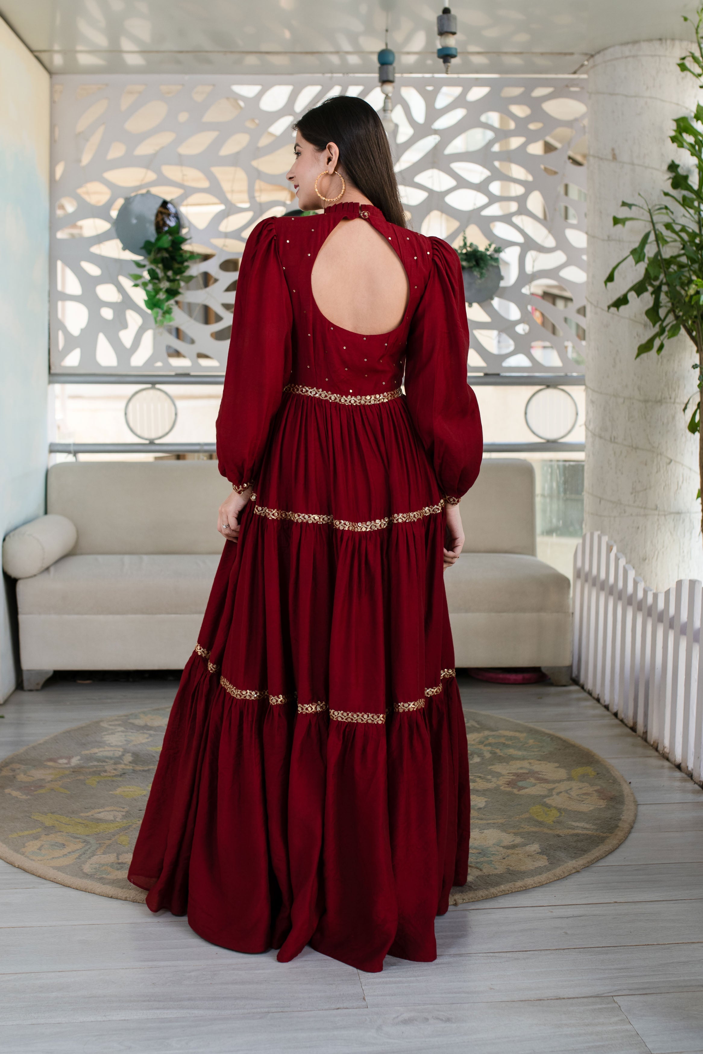 Maroon Hand Work Gown