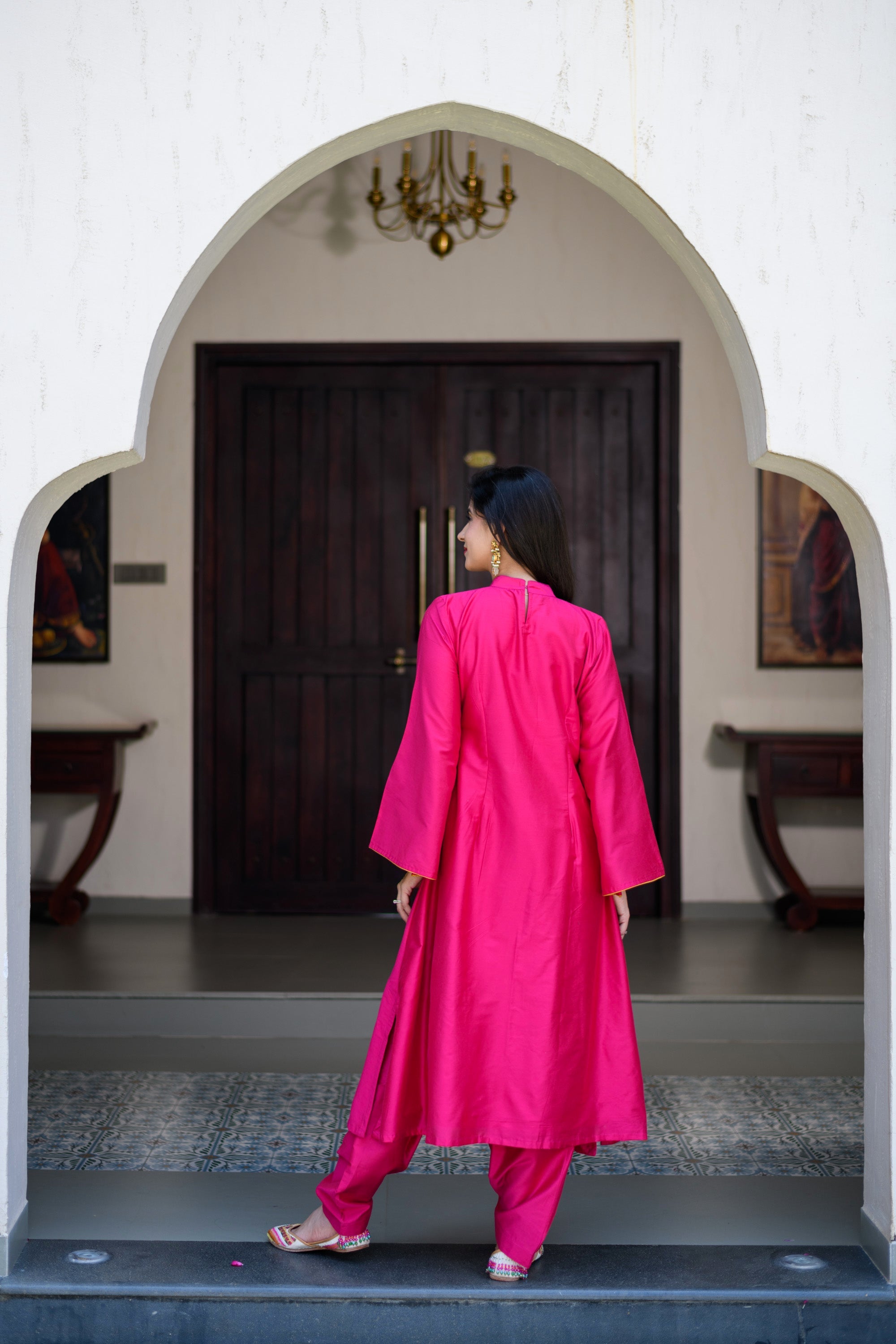 Magenta Pink Kurta Embroidery Co-Ord Set