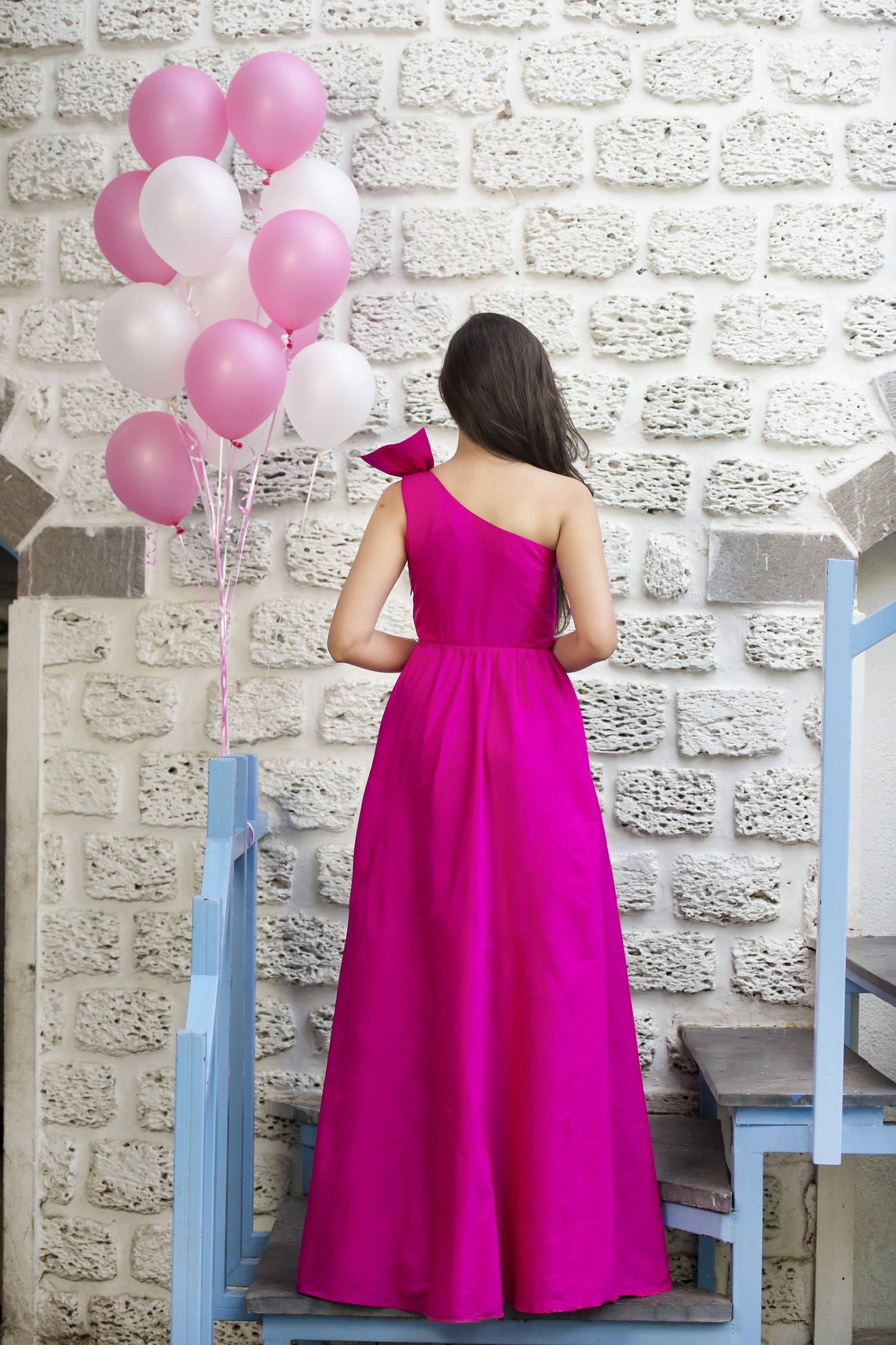 Pink Bow Long Dress