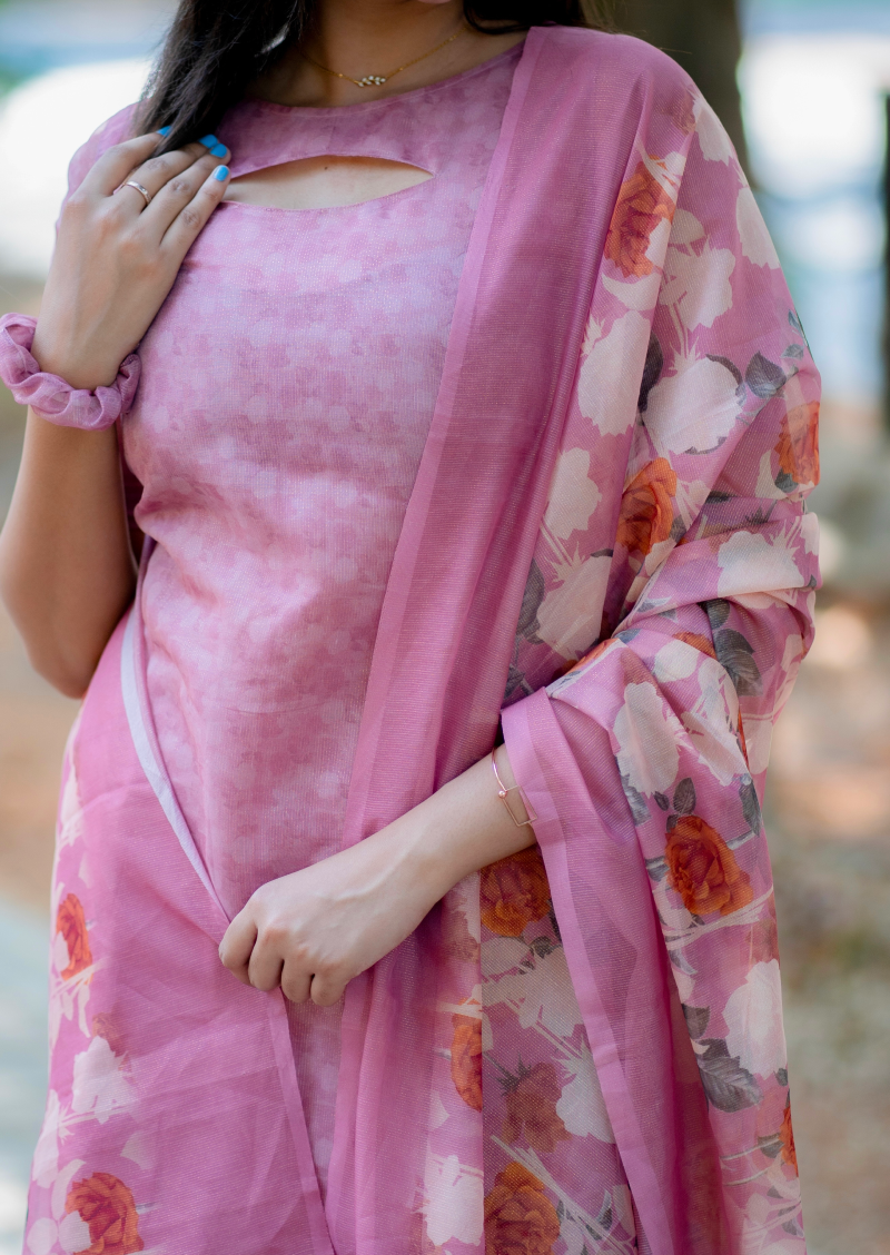 Dusky Rose- Top & Dupatta Set