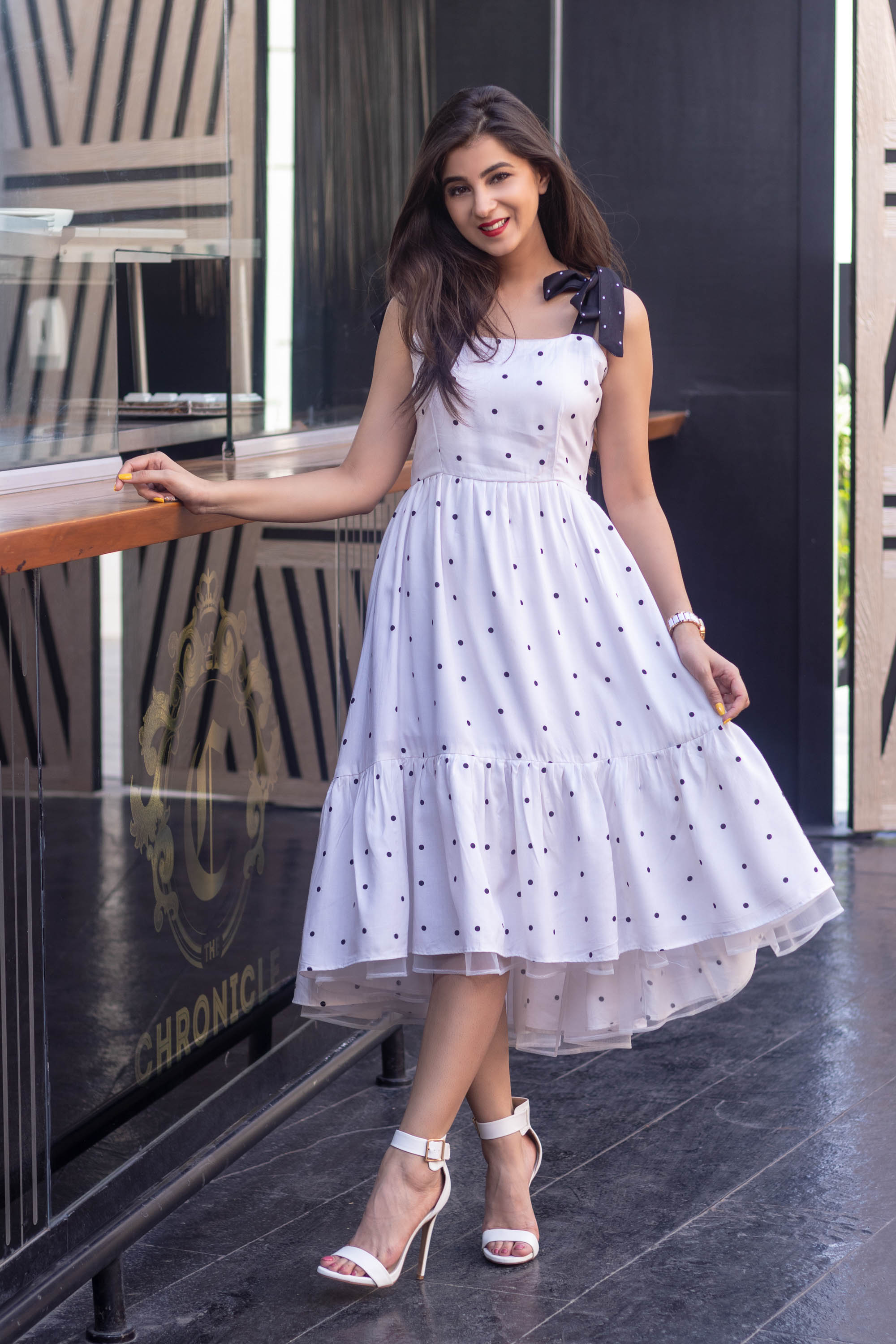 White Polka Dot Long Dress