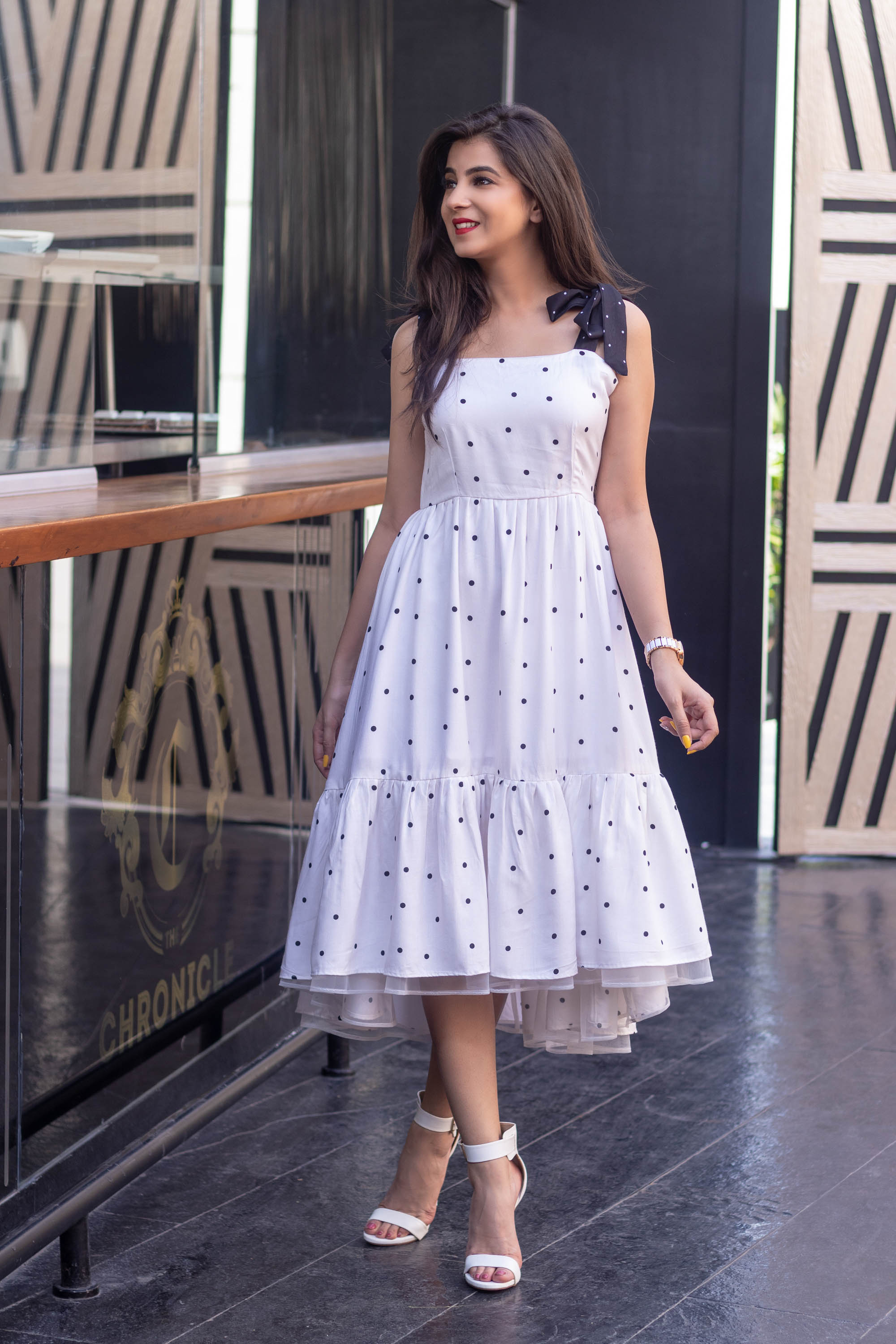 White Polka Dot Long Dress