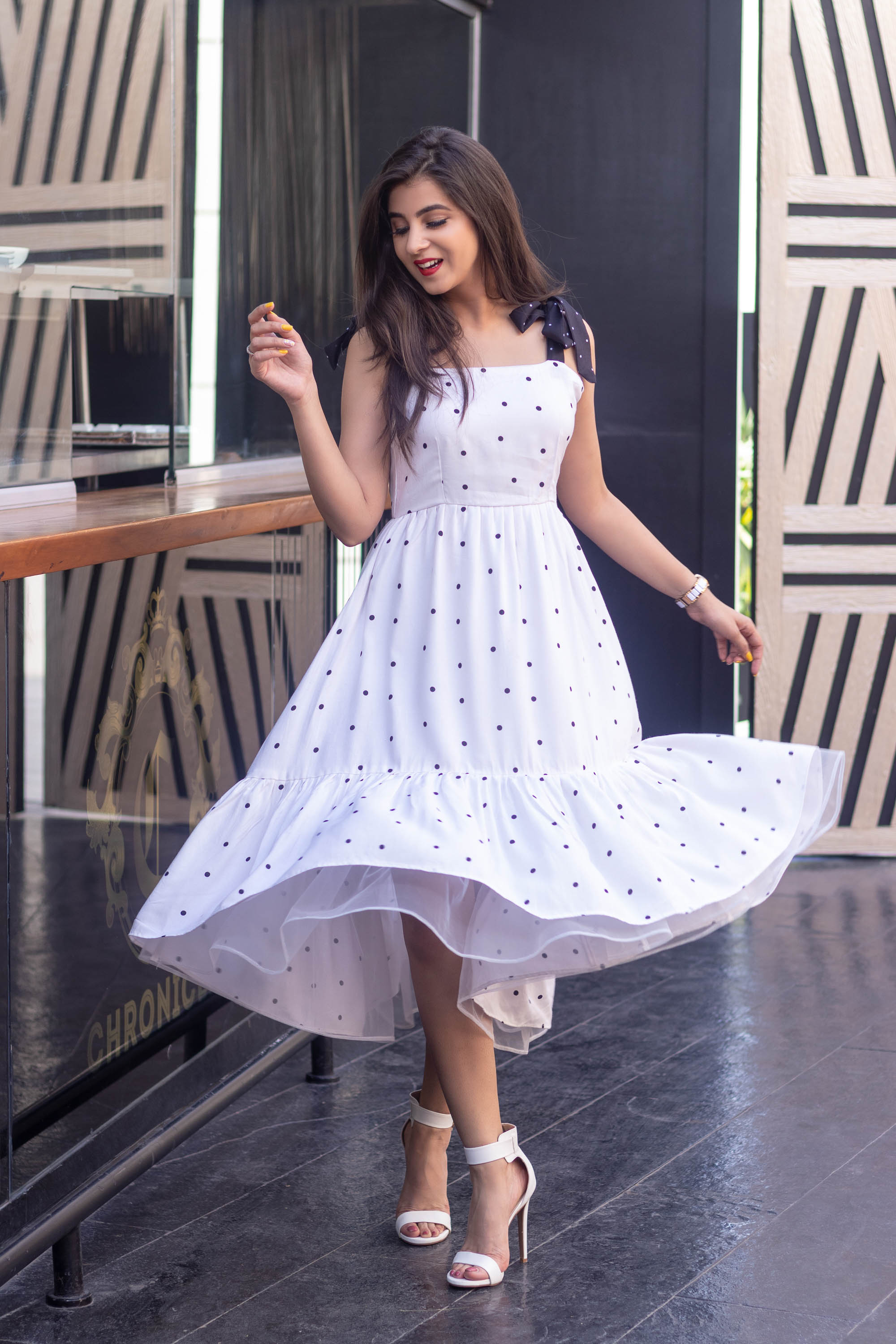 White Polka Dot Long Dress