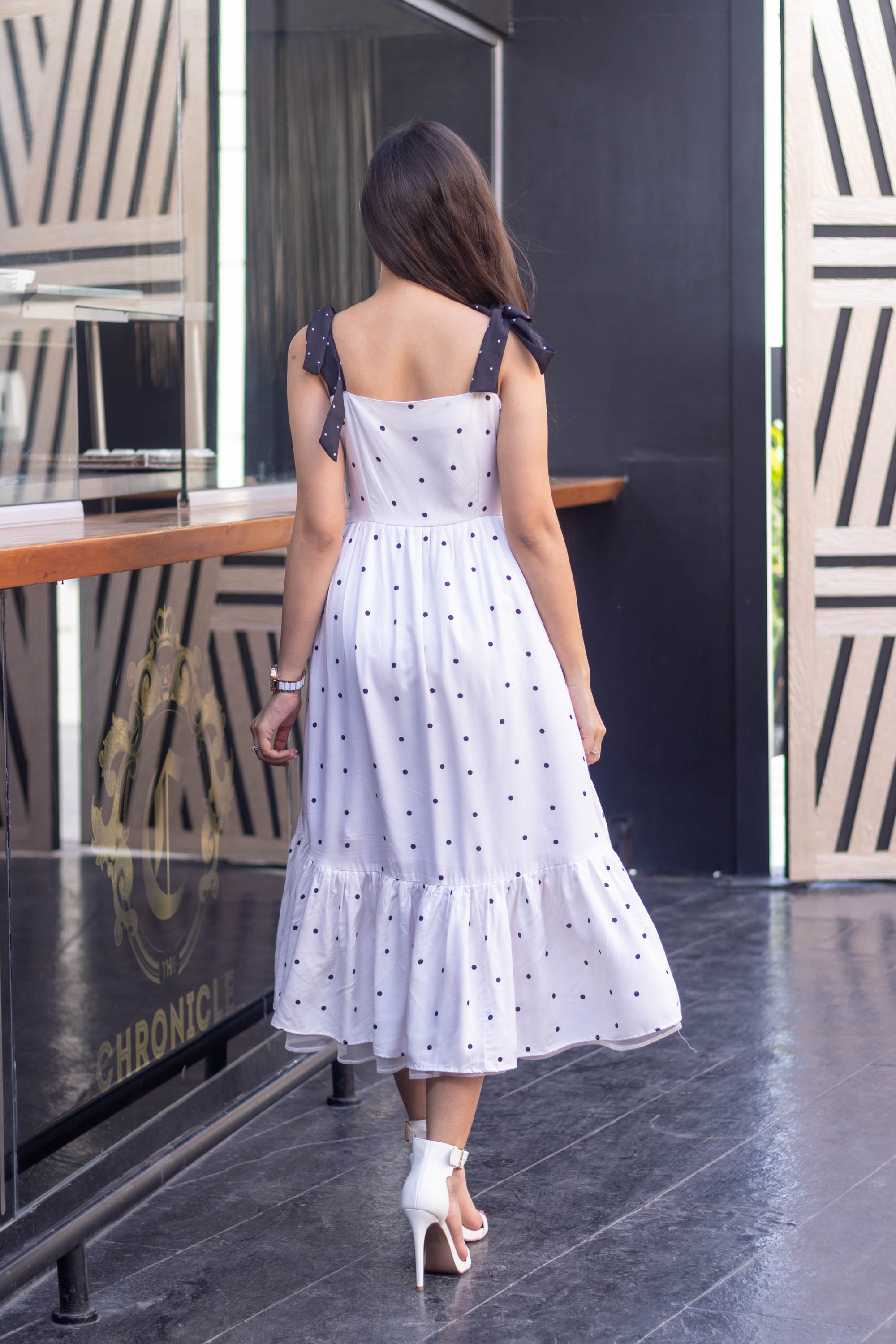 White Polka Dot Long Dress