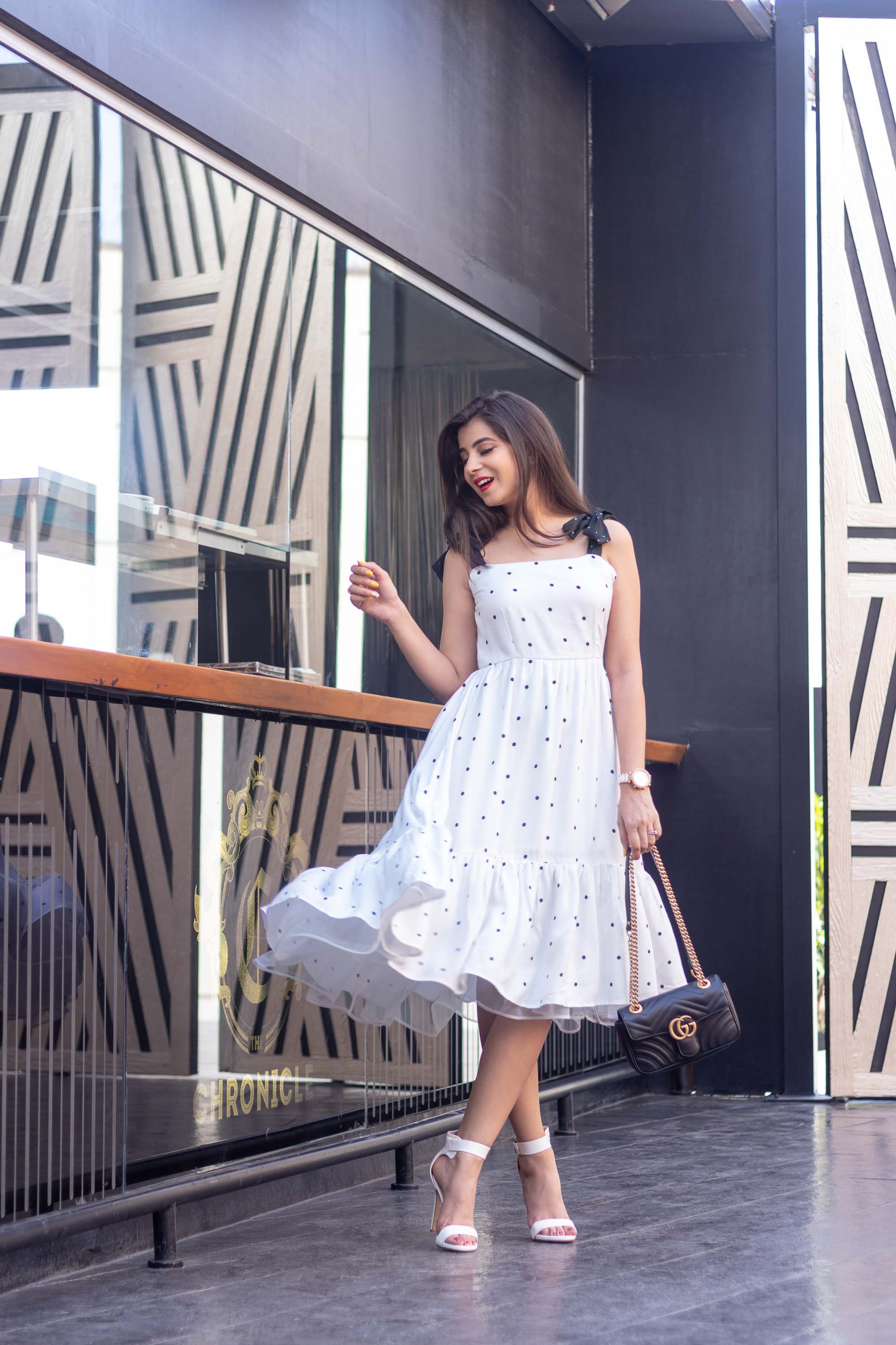 White Polka Dot Long Dress