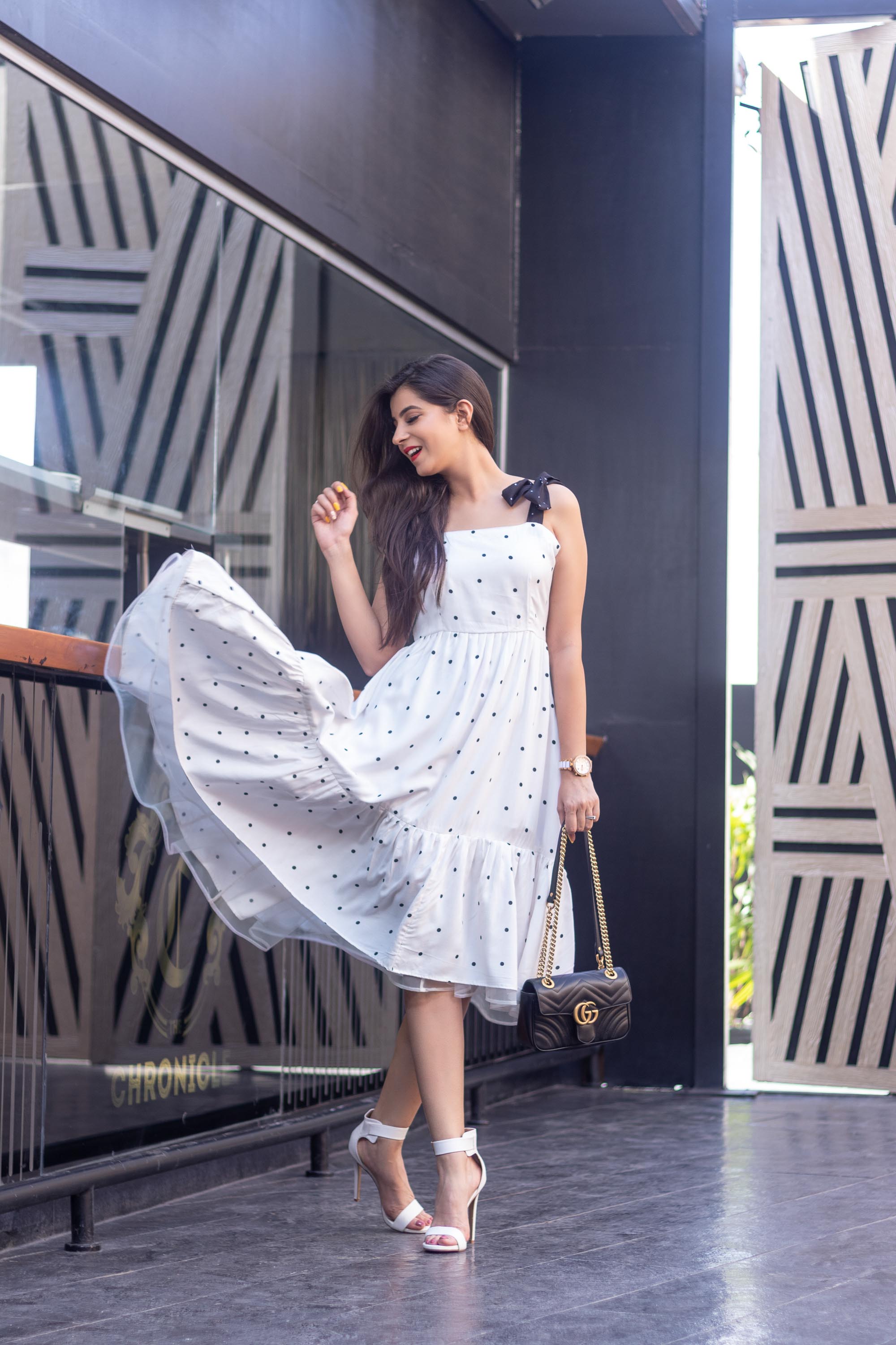 White Polka Dot Long Dress