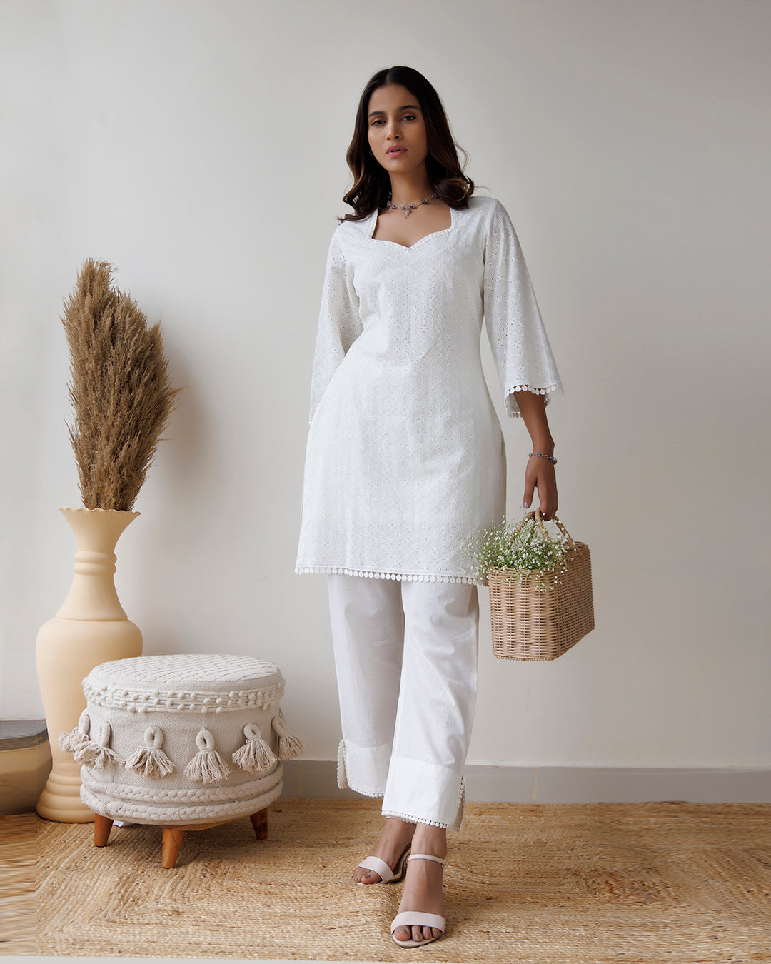 Ivory Schiffili Kurta Set