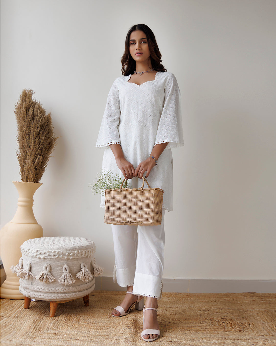 Ivory Schiffili Kurta Set