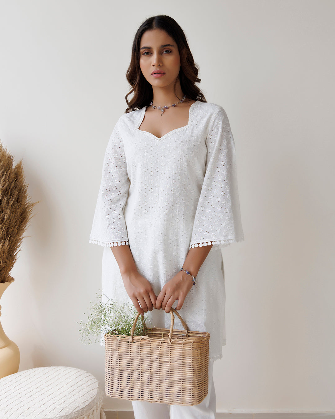 Ivory Schiffili Kurta Set