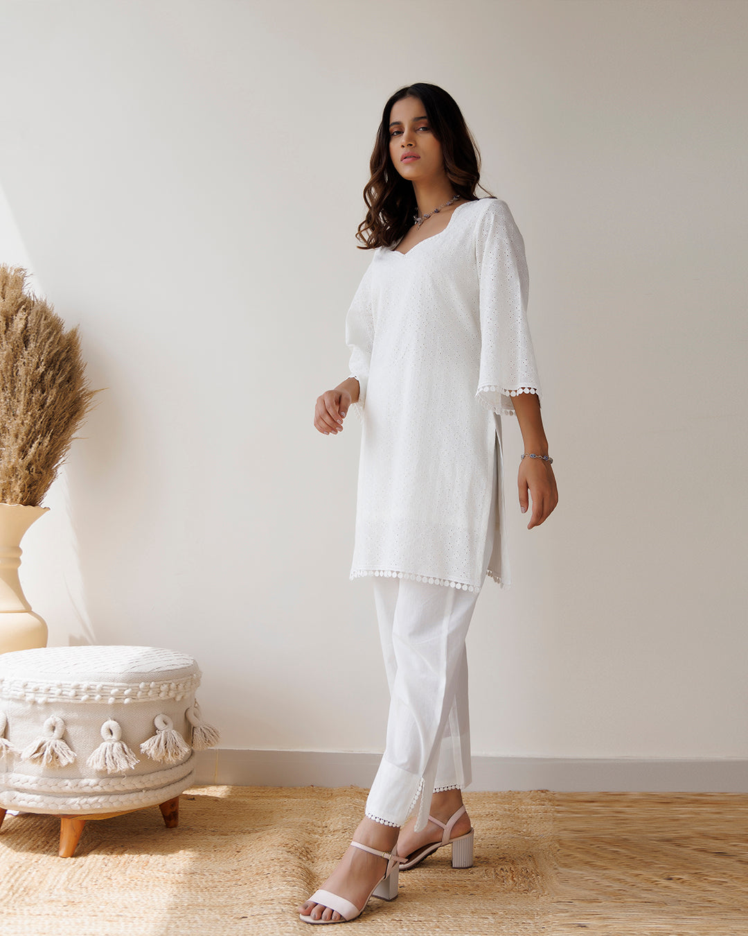 Ivory Schiffili Kurta Set