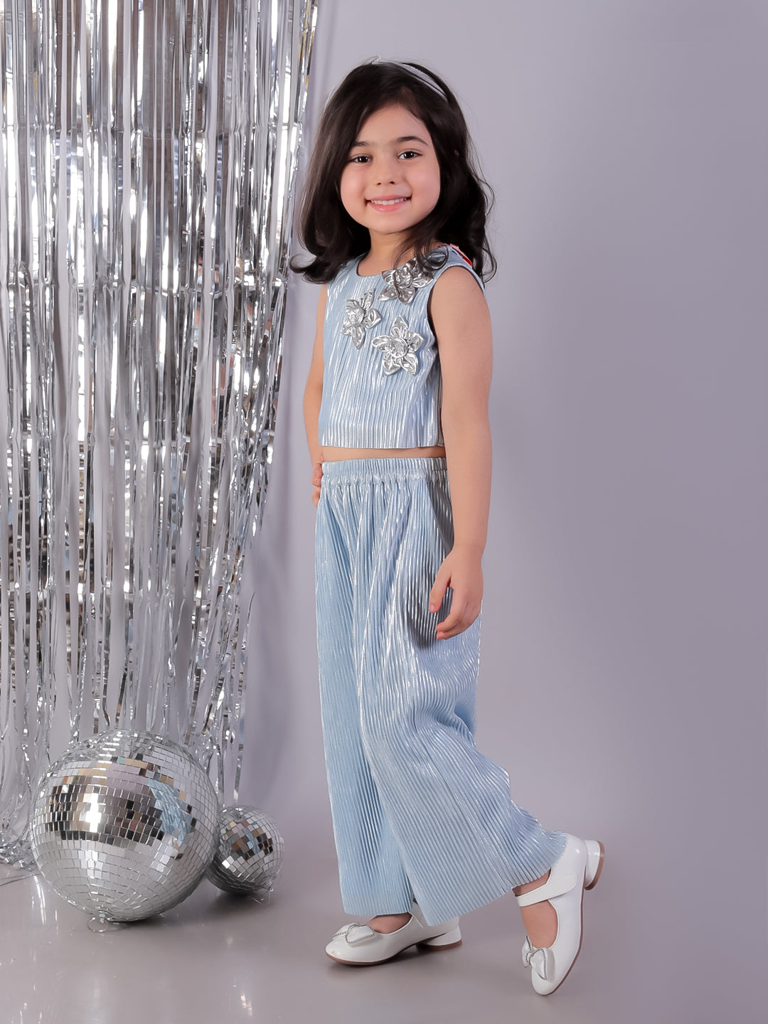 Glam Up Girls Blue Party Top and Pant Co-ordinate Set