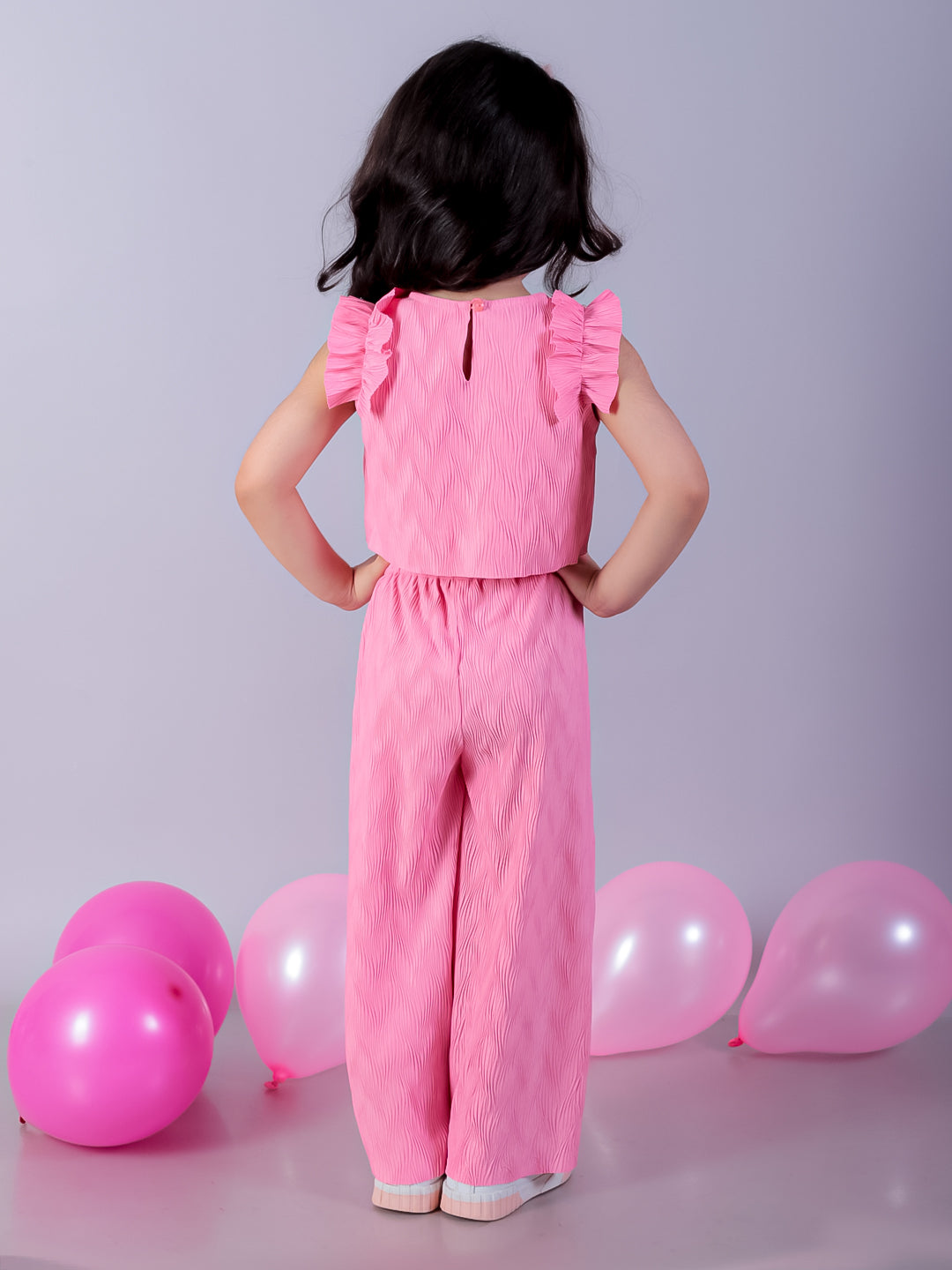 Glam Up Girls Pink Stylish Top with Pant Party Co-ordinate Set