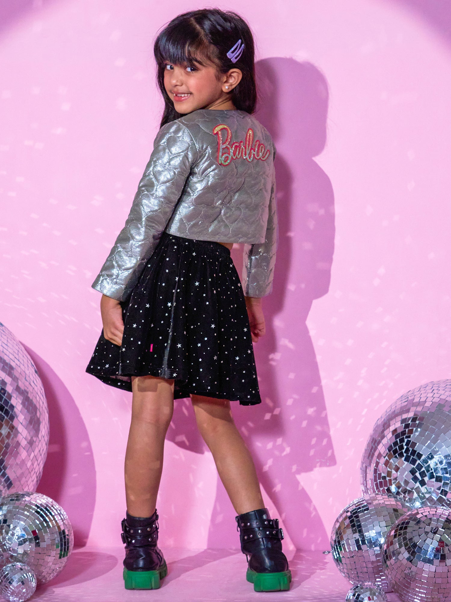 Girls Silver Shrug and Skirt with Bustier Barbie Girls Co-ordinate set